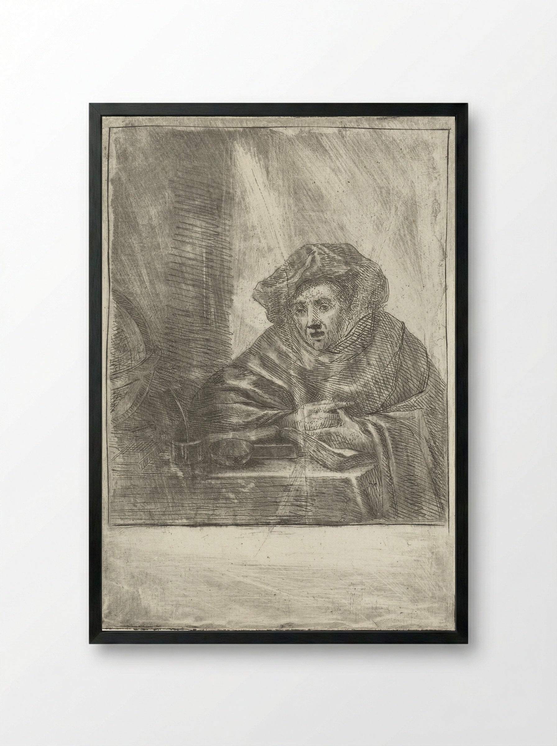 Geleerde in zijn werkkamer - Louis Bernard Coclers - Framed Print Black
