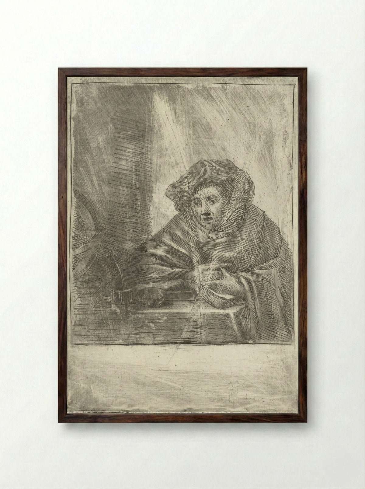 Geleerde in zijn werkkamer - Louis Bernard Coclers - Framed Print Dark Wood