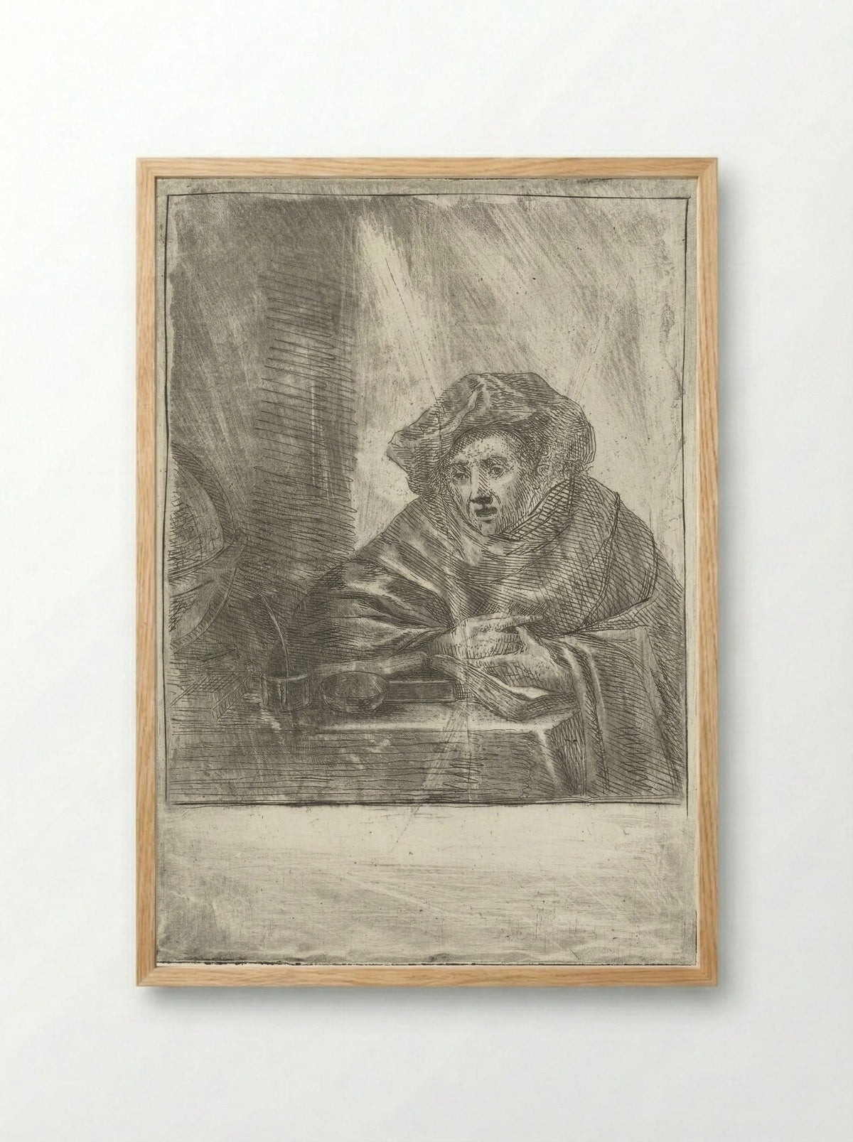 Geleerde in zijn werkkamer - Louis Bernard Coclers - Framed Print Wood