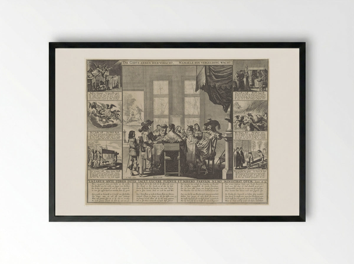Gelijkenis van de rijke man en de arme Lazarus - Pieter Nolpe - Framed Print Black