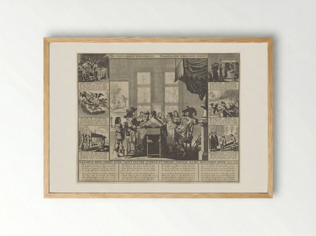 Gelijkenis van de rijke man en de arme Lazarus - Pieter Nolpe - Framed Print Wood