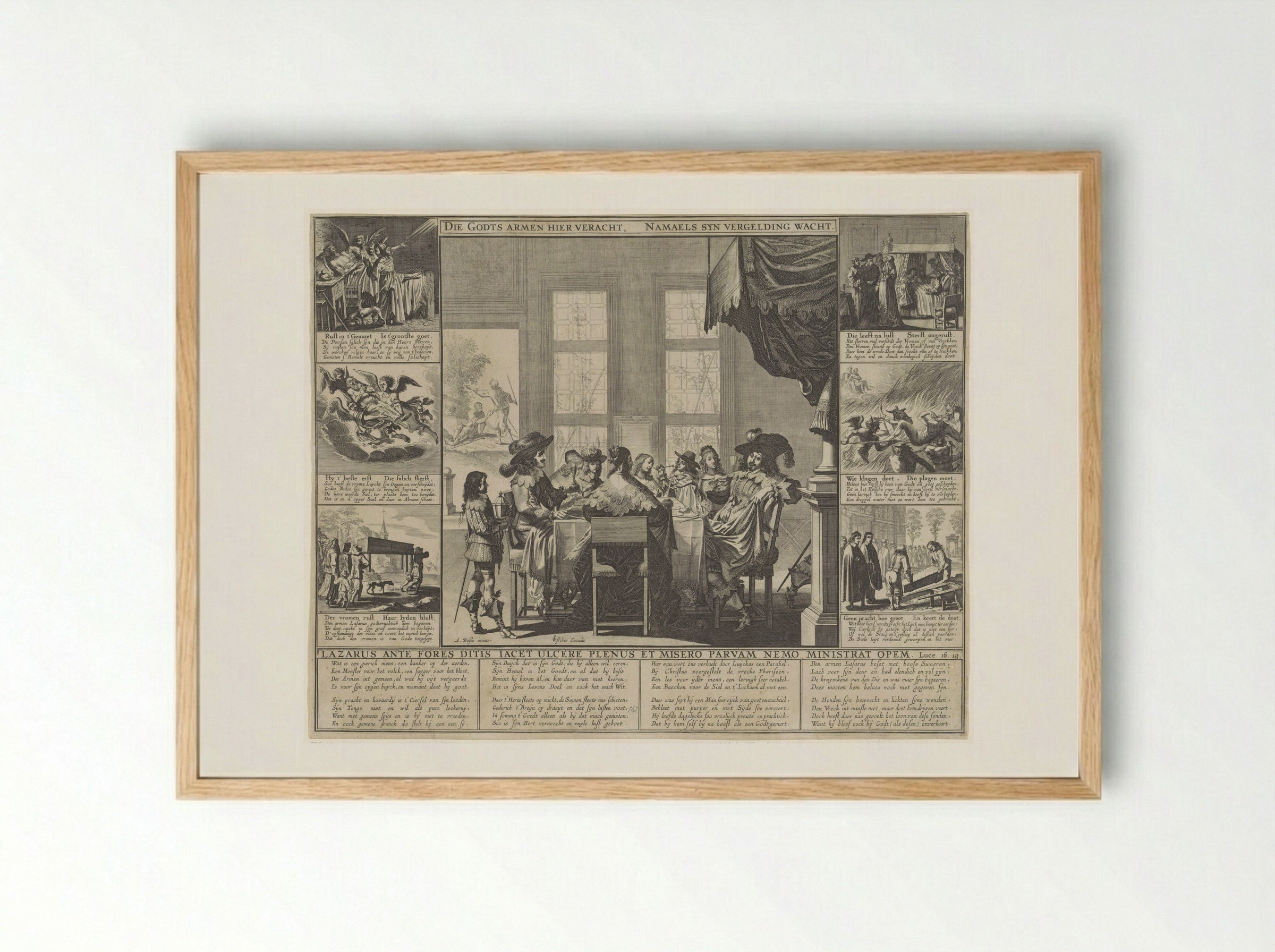 Gelijkenis van de rijke man en de arme Lazarus - Pieter Nolpe - Framed Print Wood