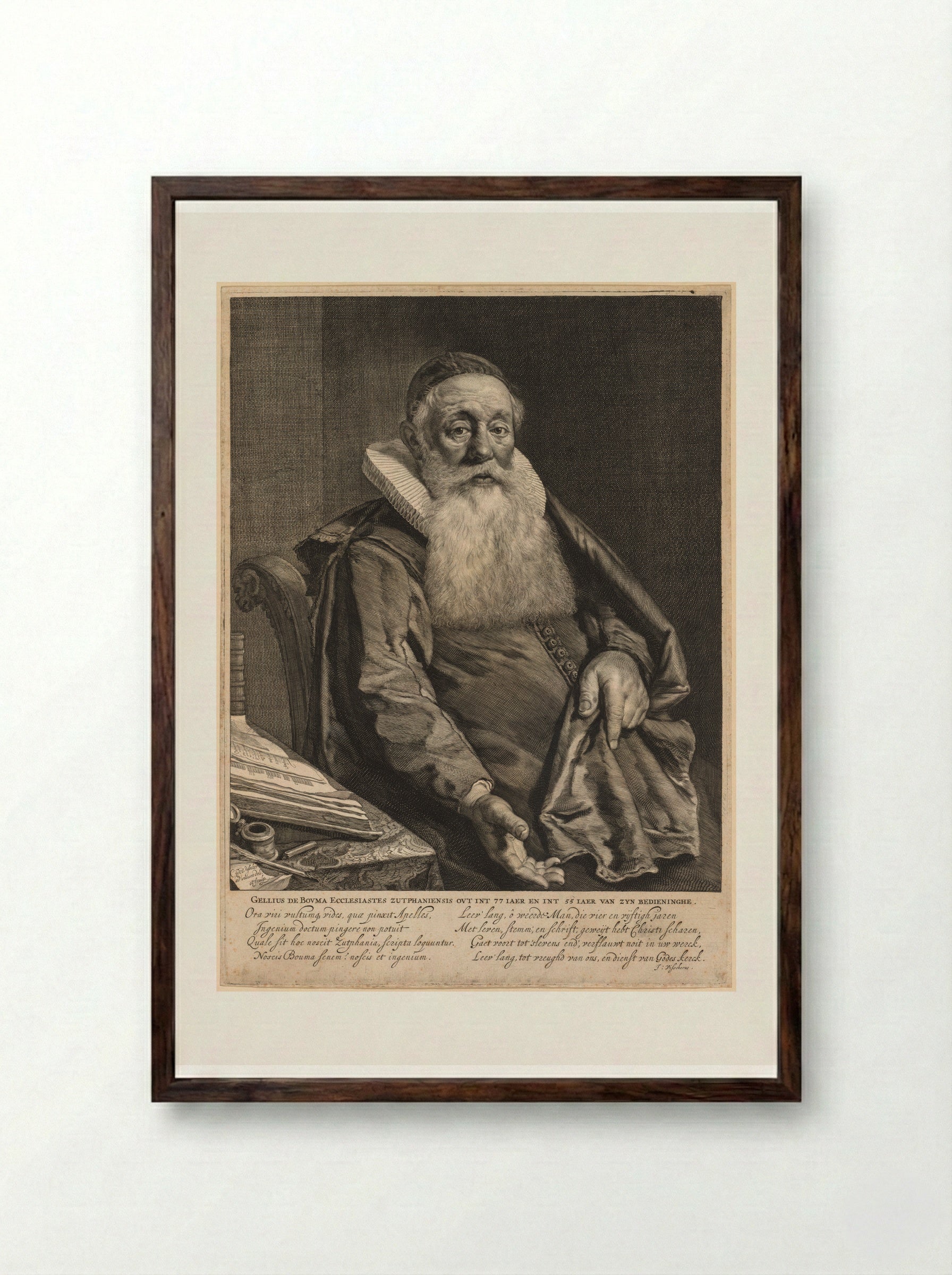 Gellius de Bouma - Cornelis Visscher - Framed Print Dark Wood