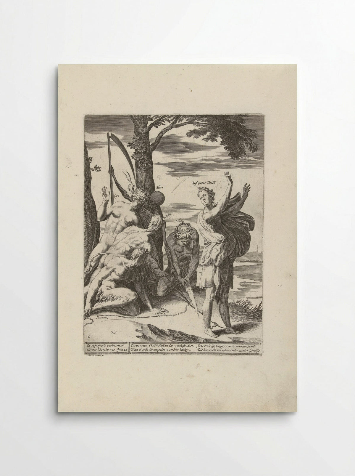 Geloof in de waarheid bevrijdt de mens van haar zonden, de duivel en de dood - Hendrick Hondius (I) - Poster