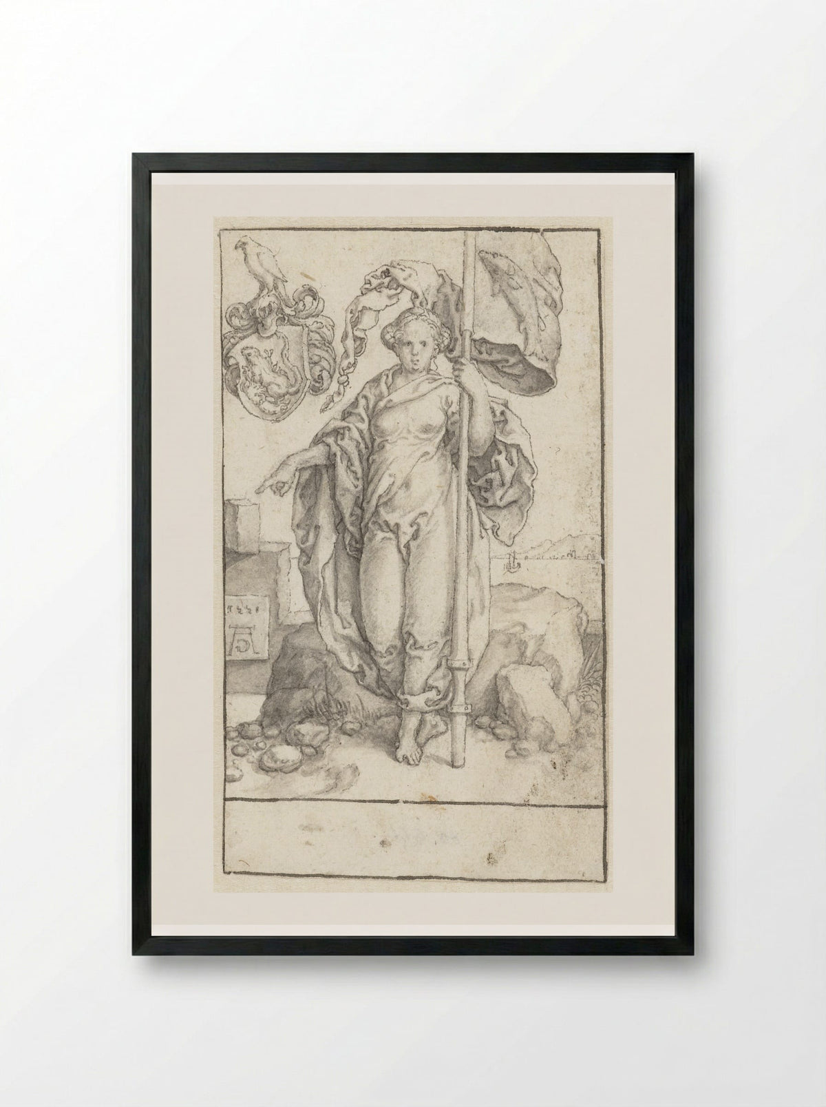 Gematigdheid (Temperantia) - Heinrich Aldegrever - Framed Print Black