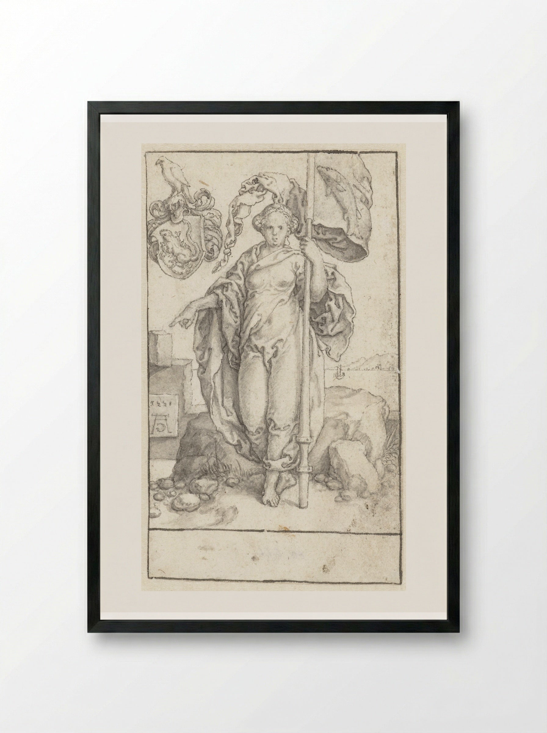 Gematigdheid (Temperantia) - Heinrich Aldegrever - Framed Print Black