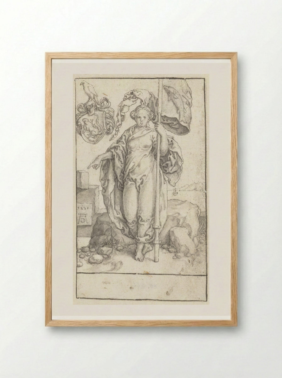 Gematigdheid (Temperantia) - Heinrich Aldegrever - Framed Print Wood