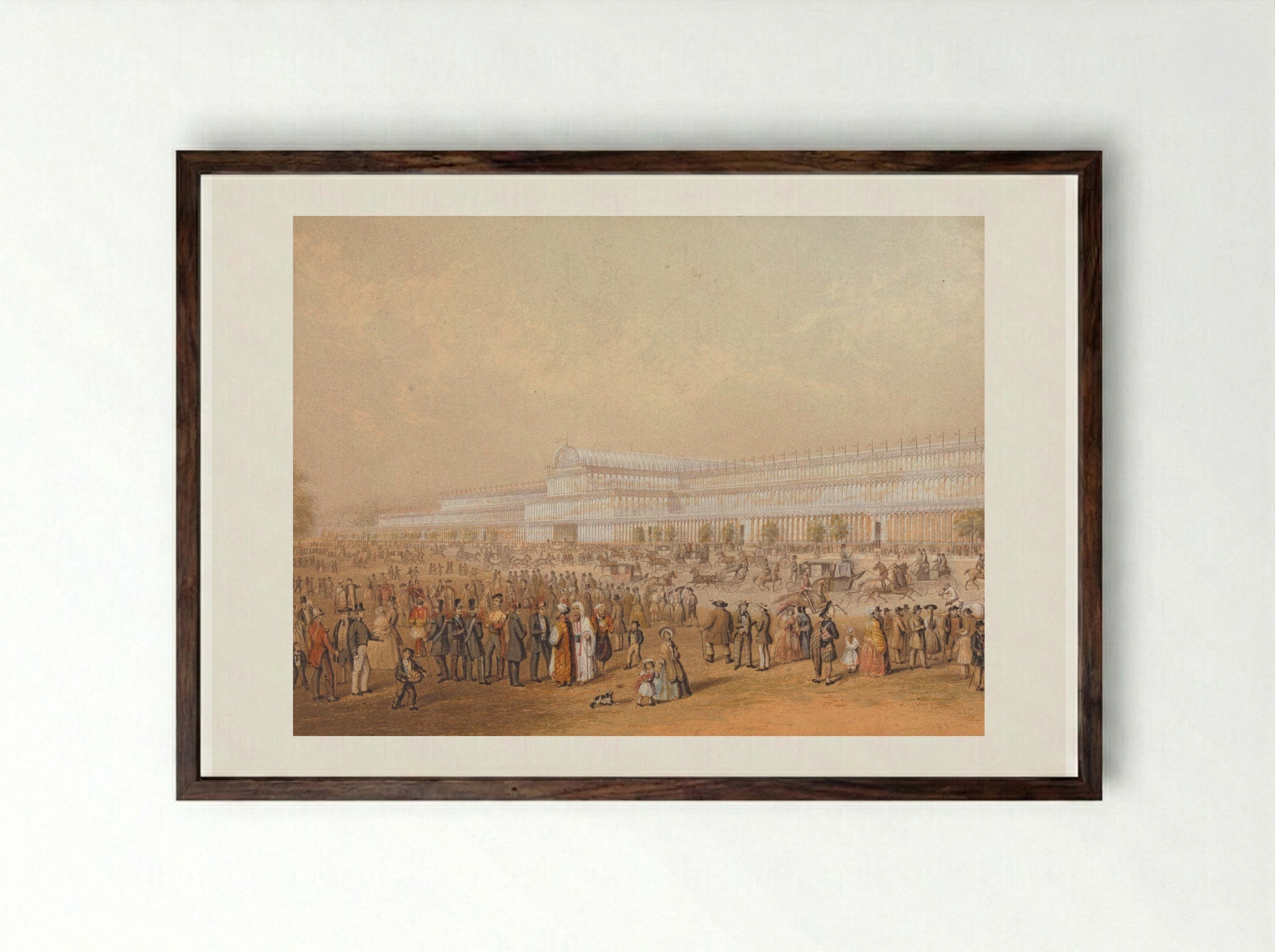 Gems of the Crystal Palace, Sydenham. No. 1, the Exterior - George Baxter - Framed Print Dark Wood