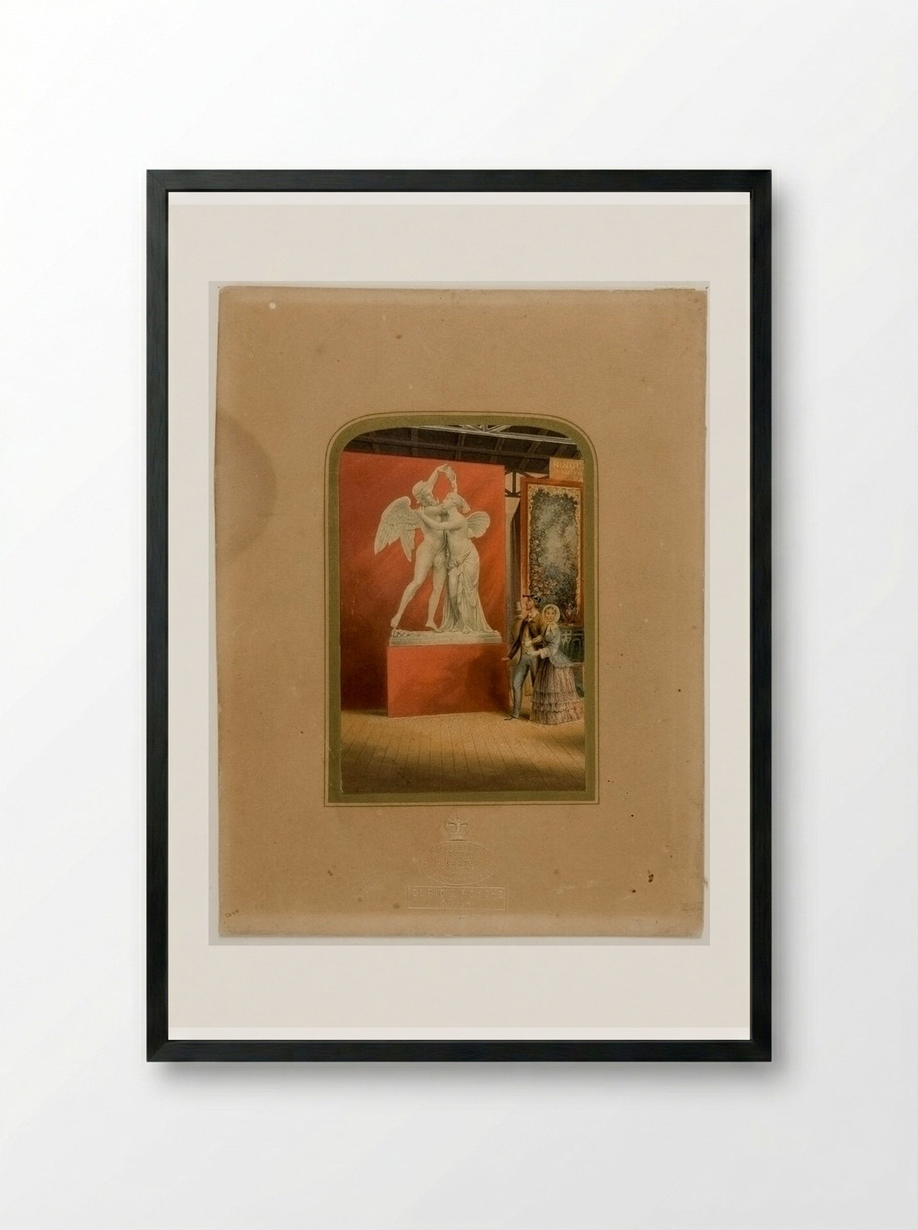 Gems of the Great Exhibition: Cupid and Psyche - George Baxter - Framed Print Black