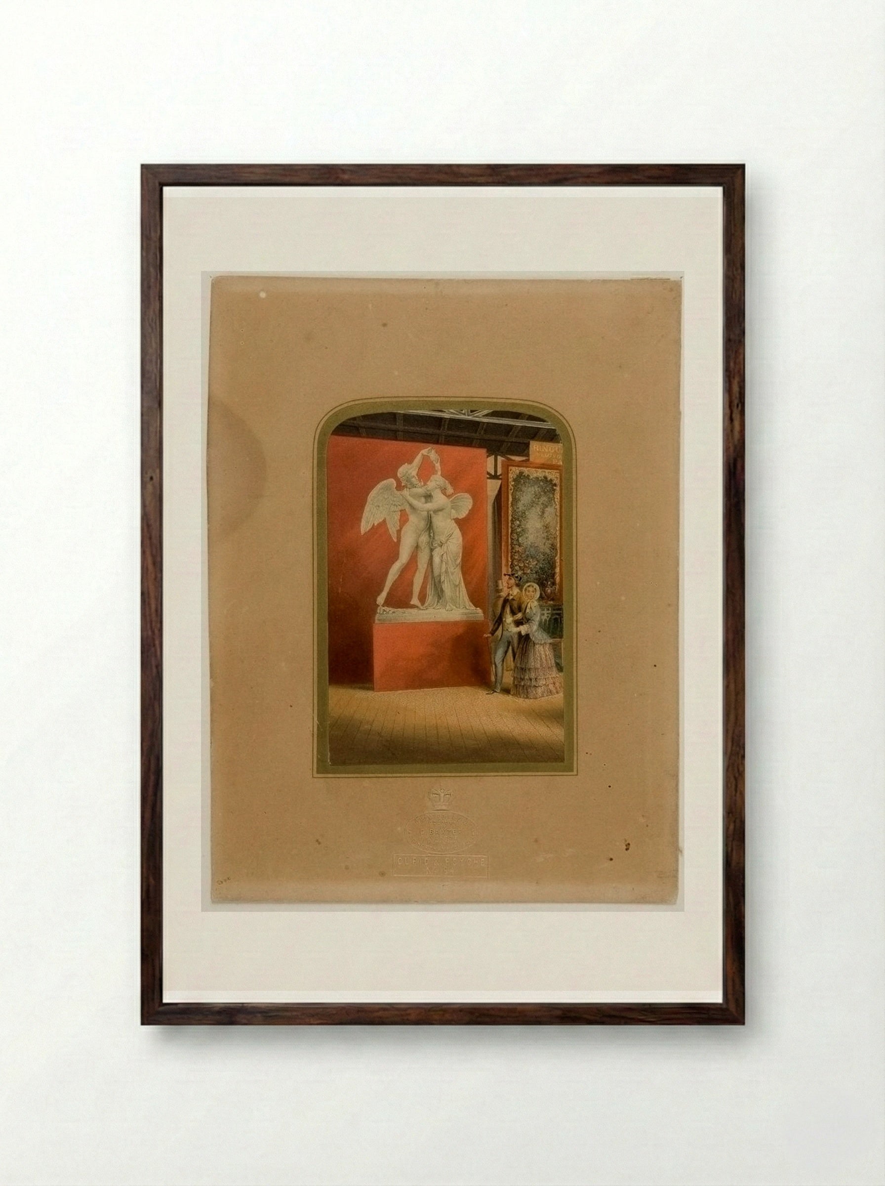 Gems of the Great Exhibition: Cupid and Psyche - George Baxter - Framed Print Dark Wood