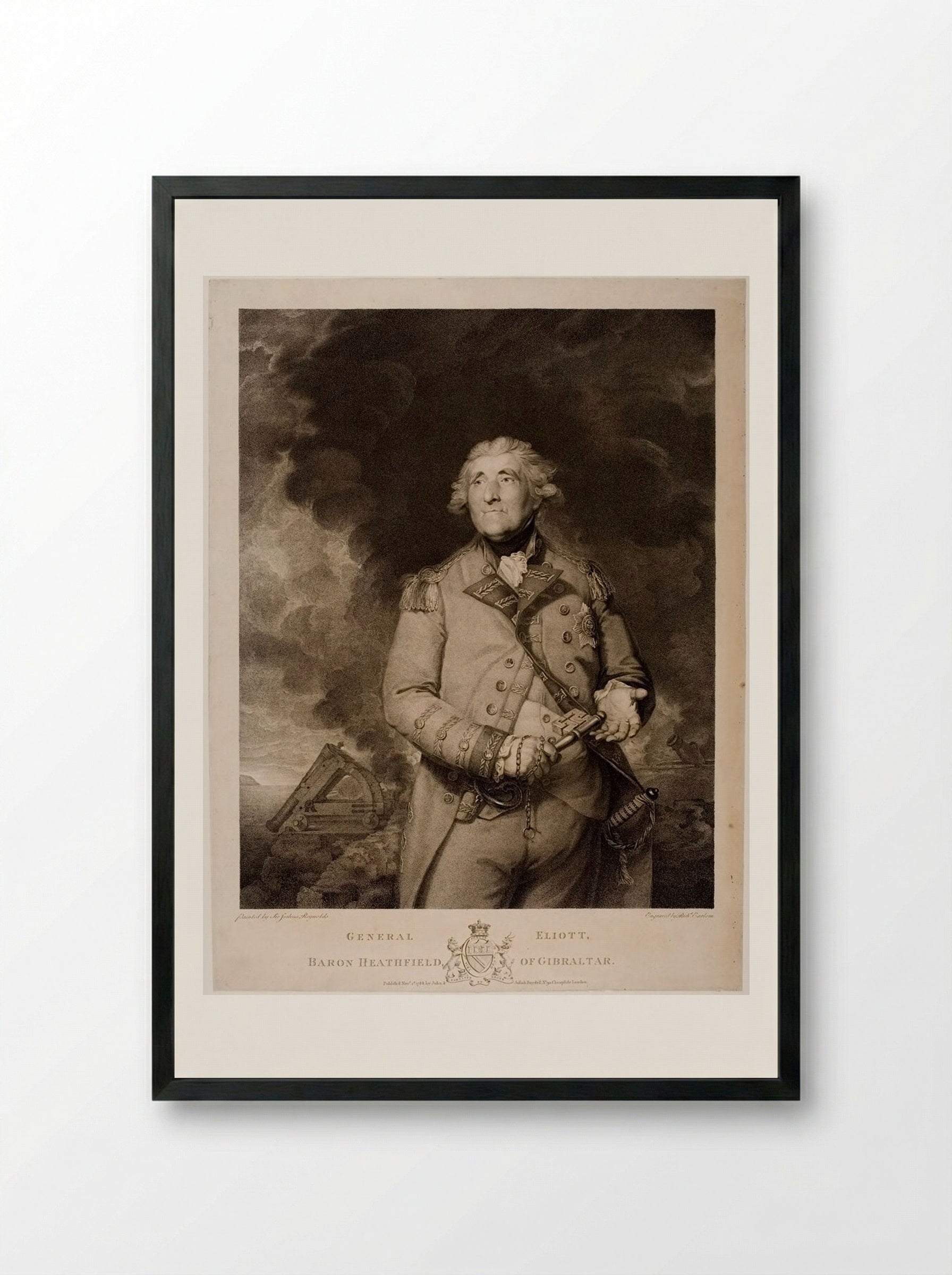 General Eliott, Baron Heathfield of Gibraltar - Richard Earlom - Framed Print Black