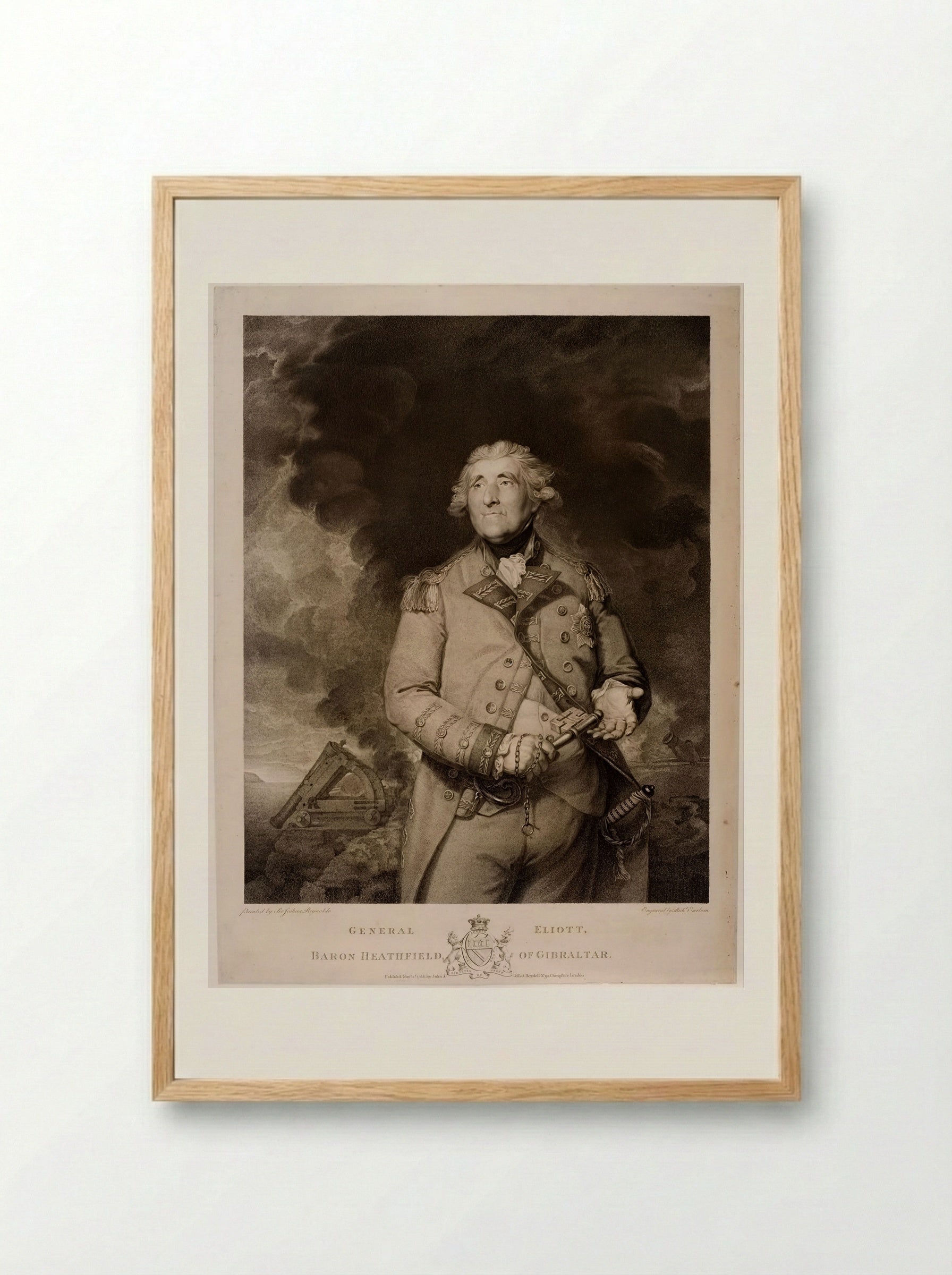 General Eliott, Baron Heathfield of Gibraltar - Richard Earlom - Framed Print Wood