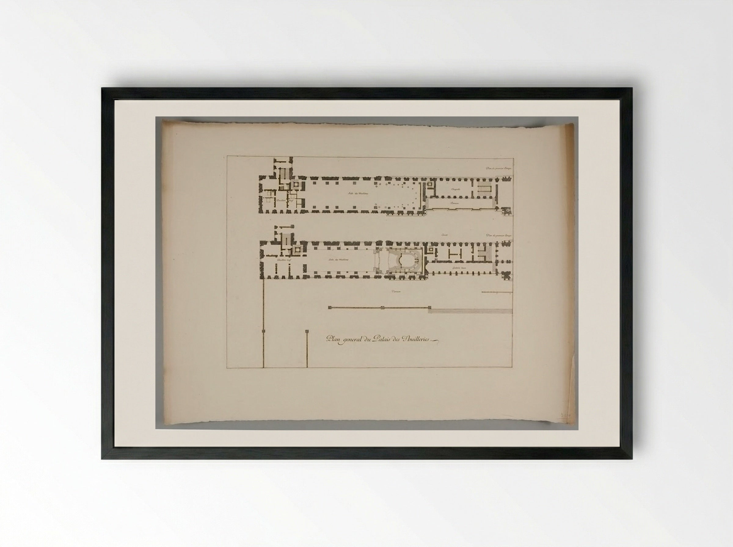 General Plan of the Palace of the Tuileries - Israël Silvestre - Framed Print Black