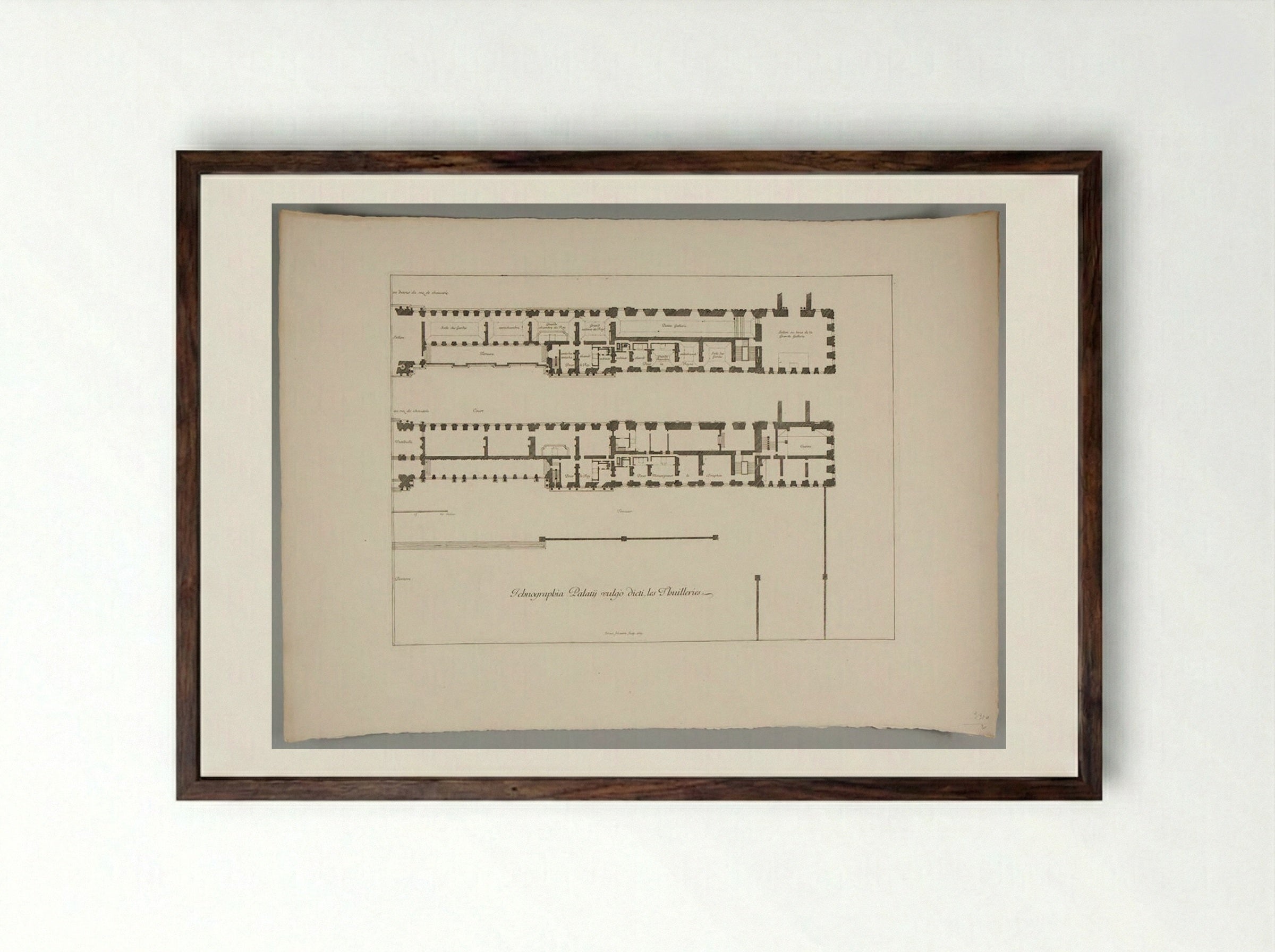 General Plan of the Palace of the Tuileries - Israël Silvestre - Framed Print Dark Wood