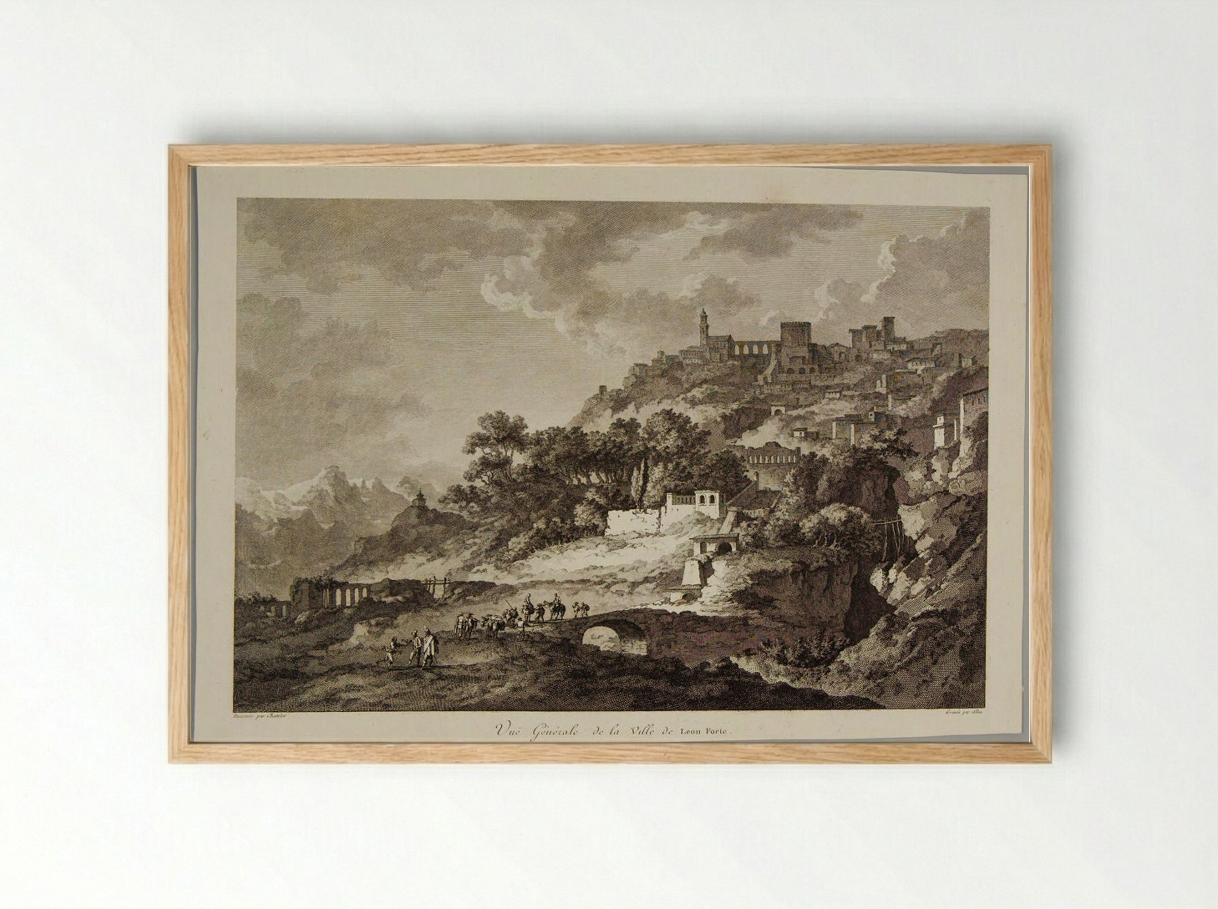 General View of the Town of Leonforte - Pierre Michel Alix - Framed Print Wood
