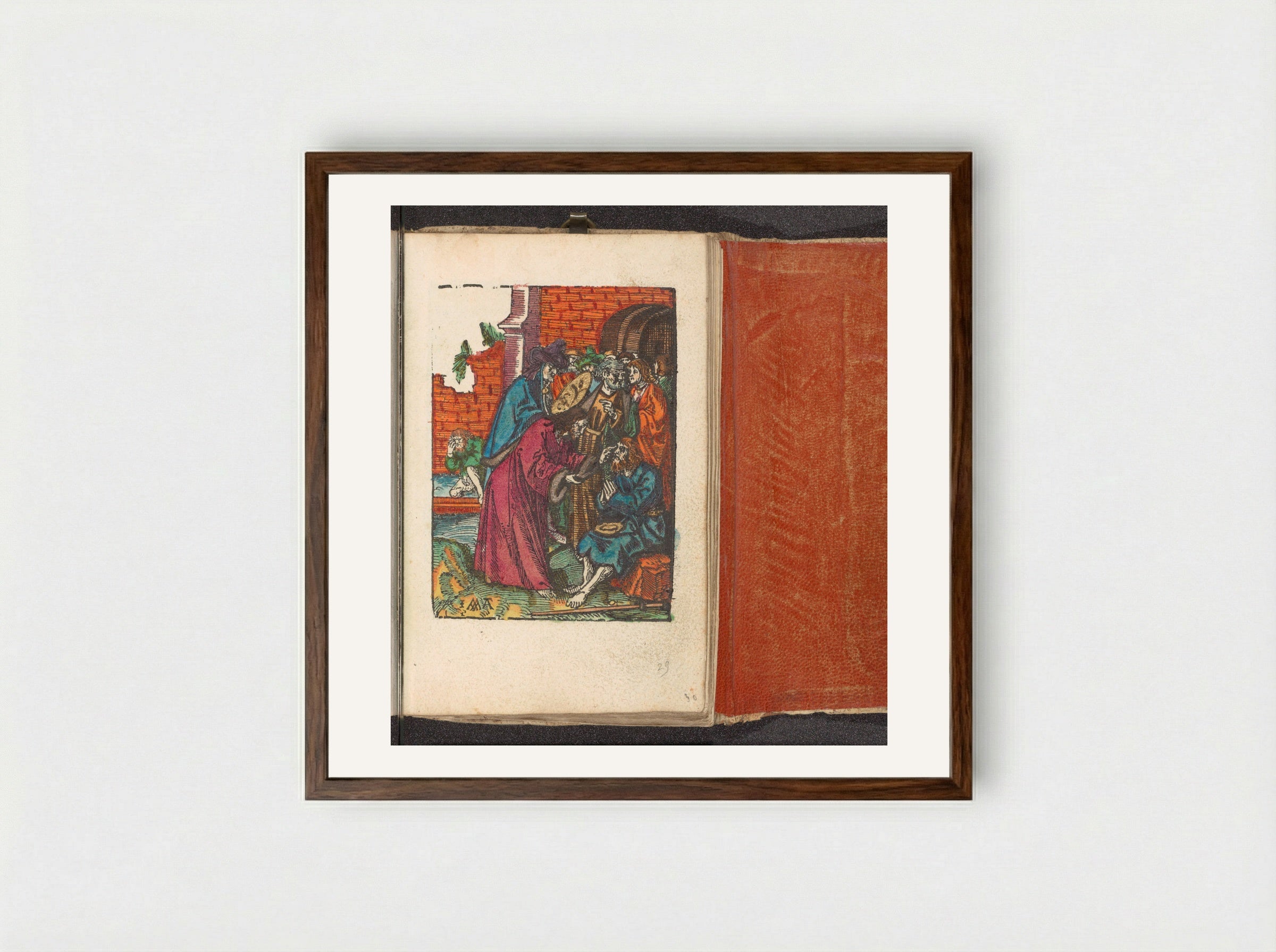 Genezing van een blinde - Doen Pietersz. - Framed Print Dark Wood