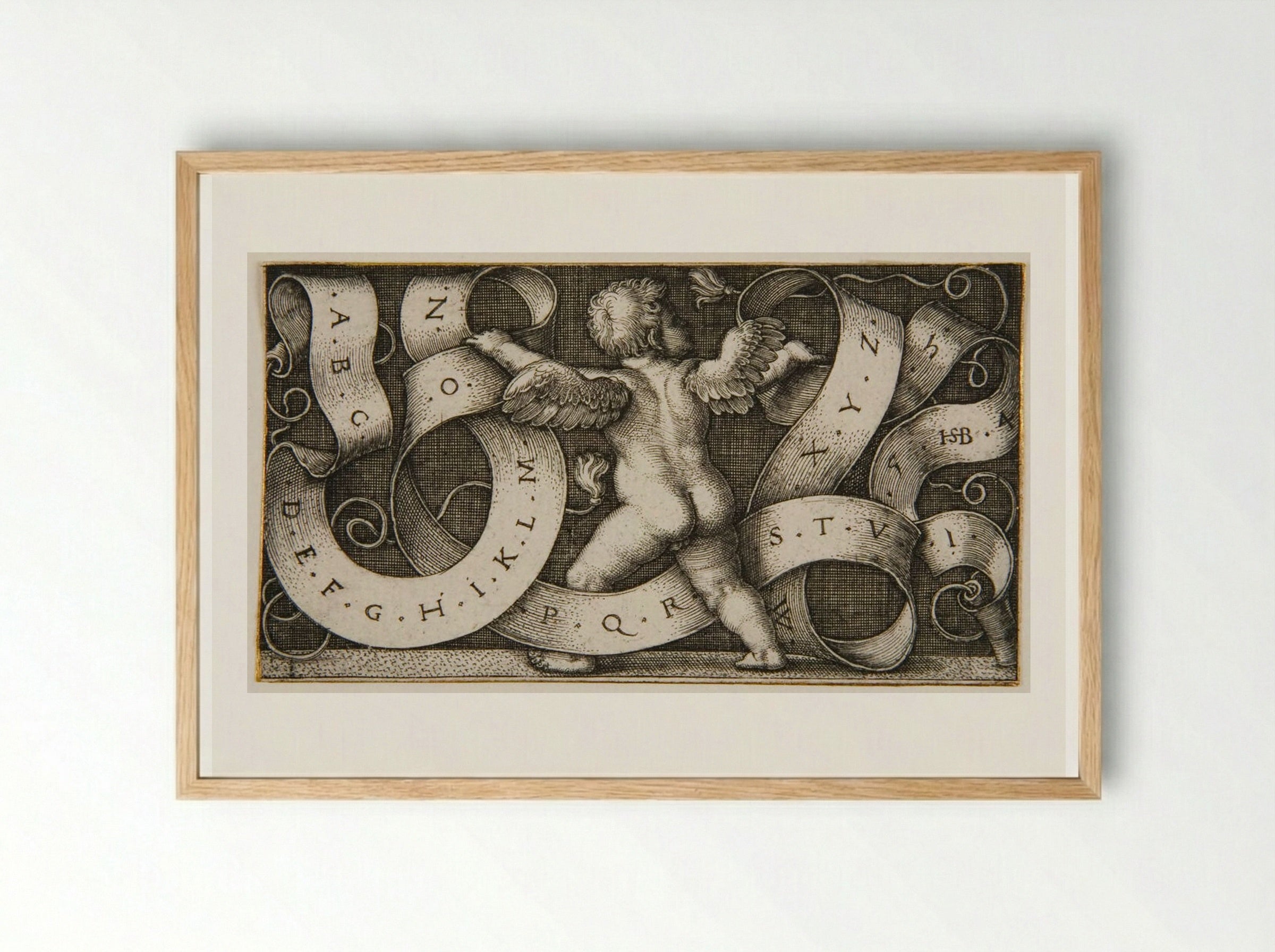 Genius with the Alphabet - Sebald Beham - Framed Print Wood