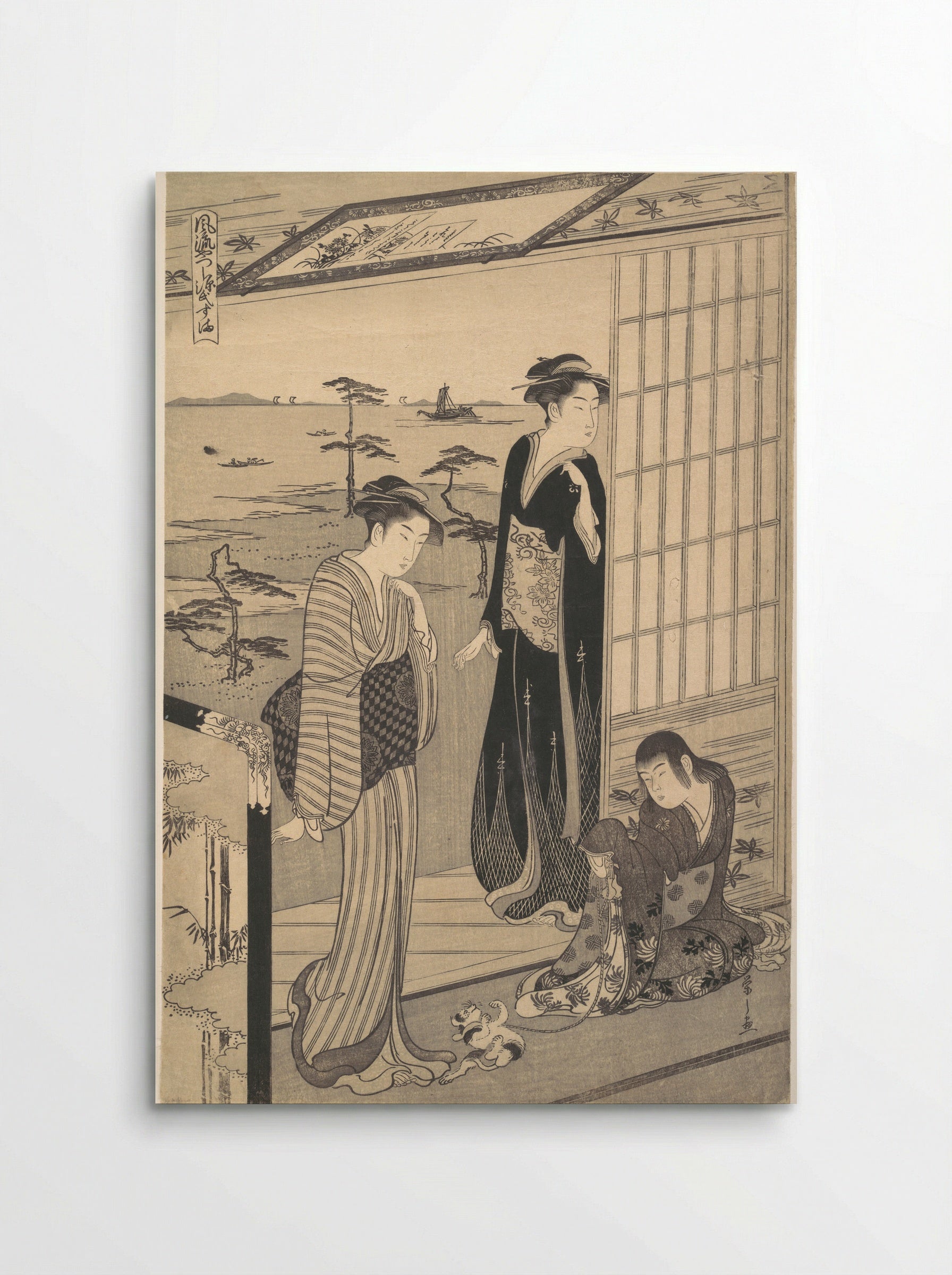 Genji in Exile at Suma, from the series Genji in Fashionable Modern Guise - Chōbunsai Eishi - Poster