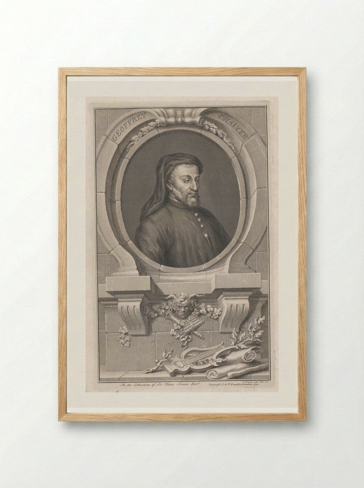 Geoffrey Chaucer - Jacobus Houbraken - Framed Print Wood