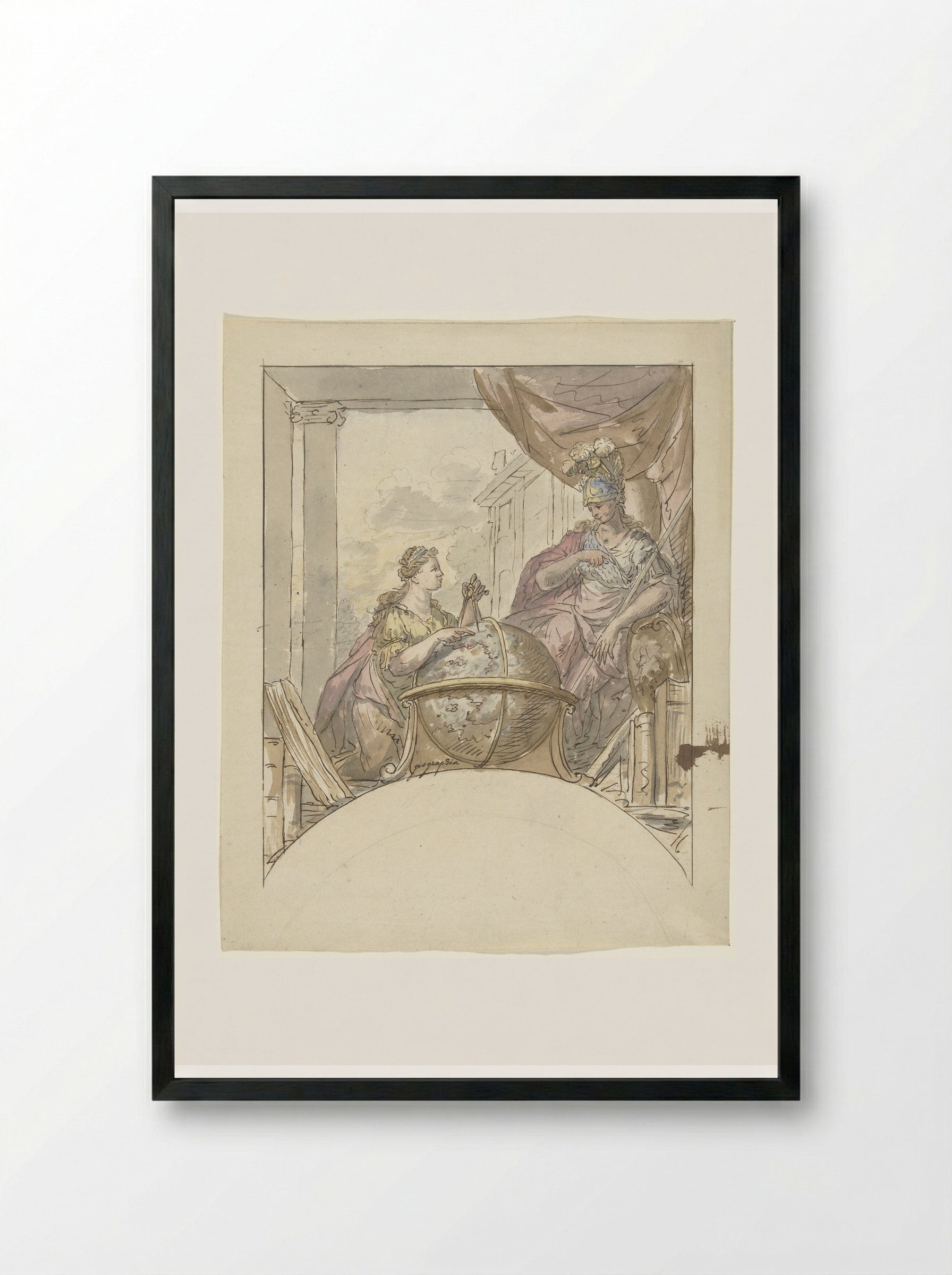 Geographie en Minerva - Elias van Nijmegen - Framed Print Black