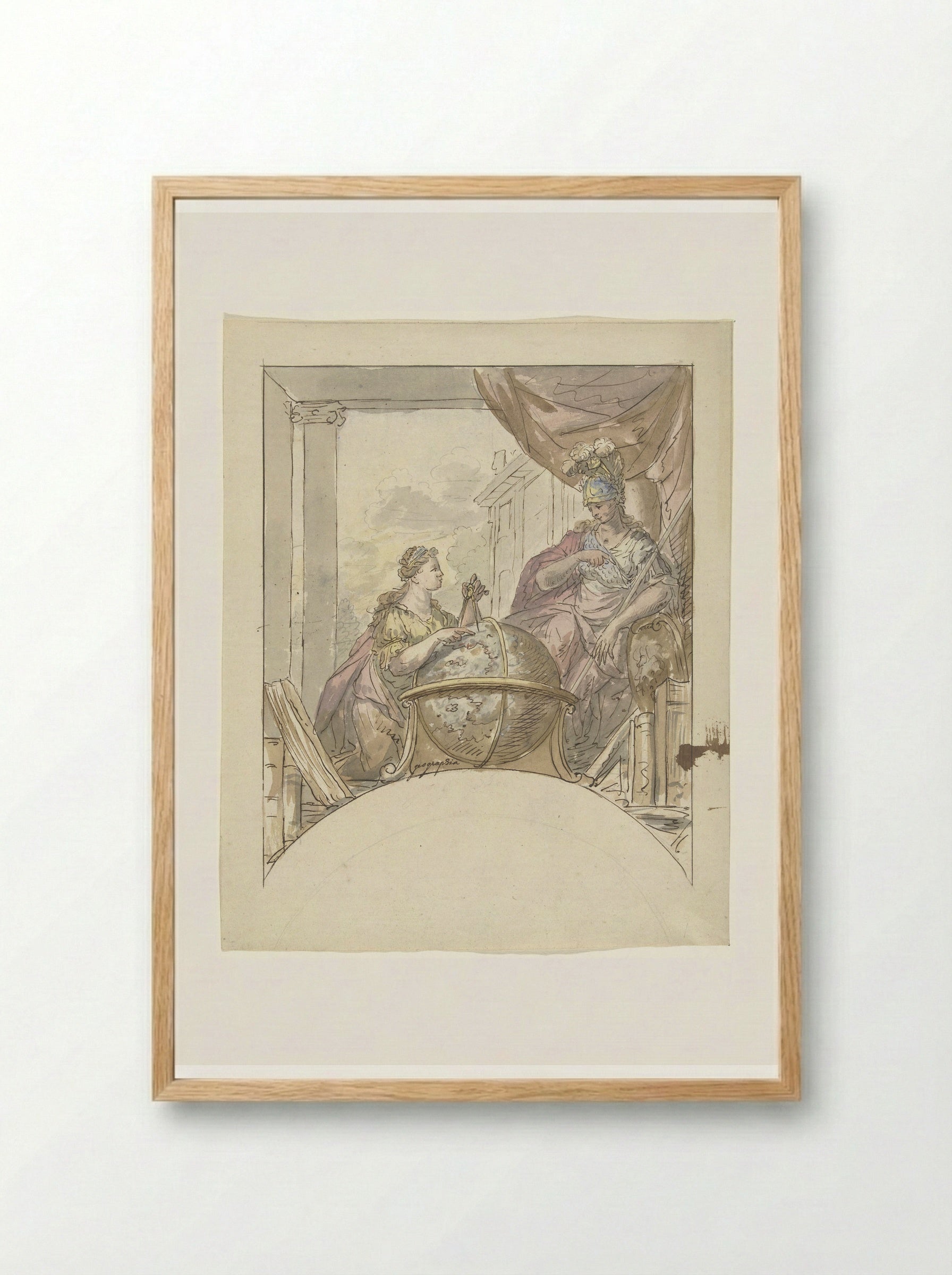 Geographie en Minerva - Elias van Nijmegen - Framed Print Wood