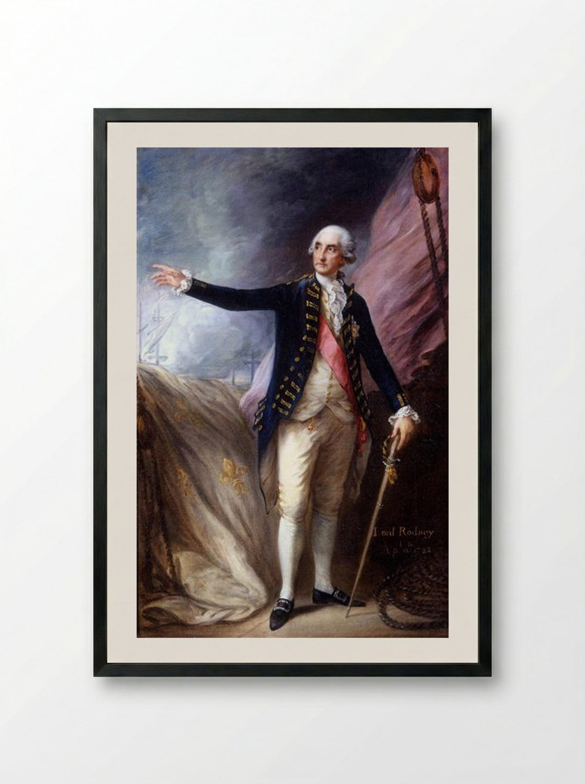 George Brydges Rodney, Admiral of the White - Thomas Gainsborough - Framed Print Black