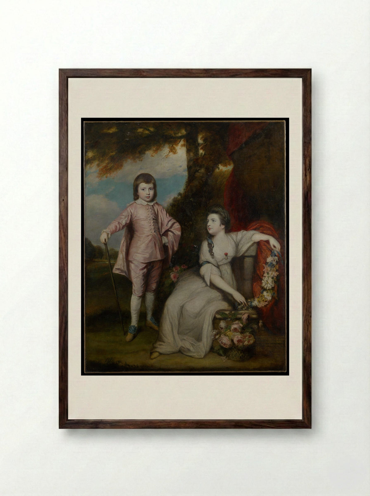 George Capel, Viscount Malden, and Lady Elizabeth Capel - Sir Joshua Reynolds - Framed Print Dark Wood