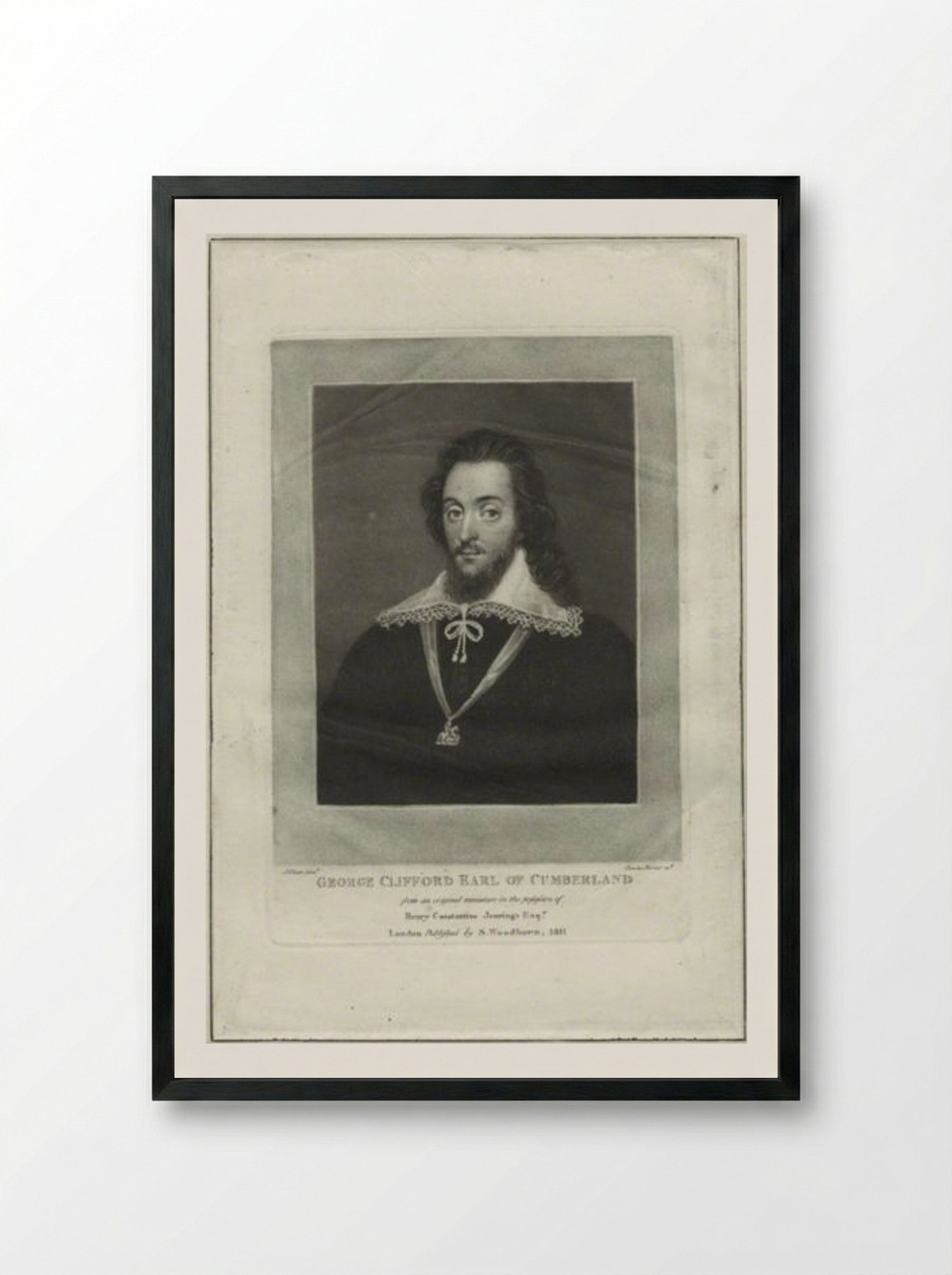 George Clifford, 3rd Earl of Cumberland - Charles Turner - Framed Print Black