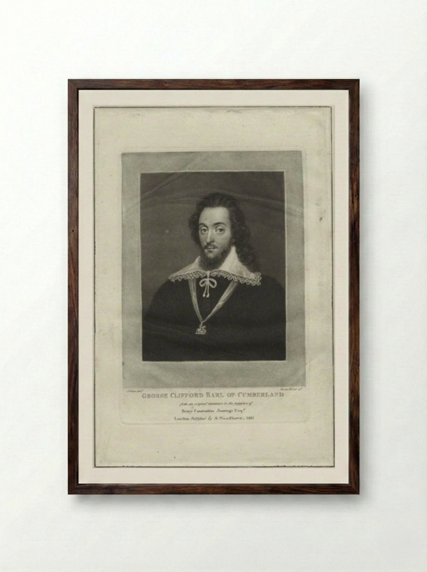 George Clifford, 3rd Earl of Cumberland - Charles Turner - Framed Print Dark Wood