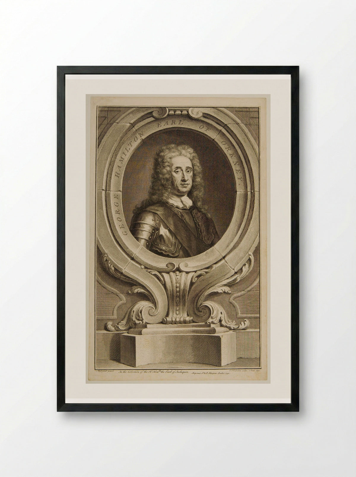 George Hamilton, 1st Earl of Orkney - Jacobus Houbraken - Framed Print Black