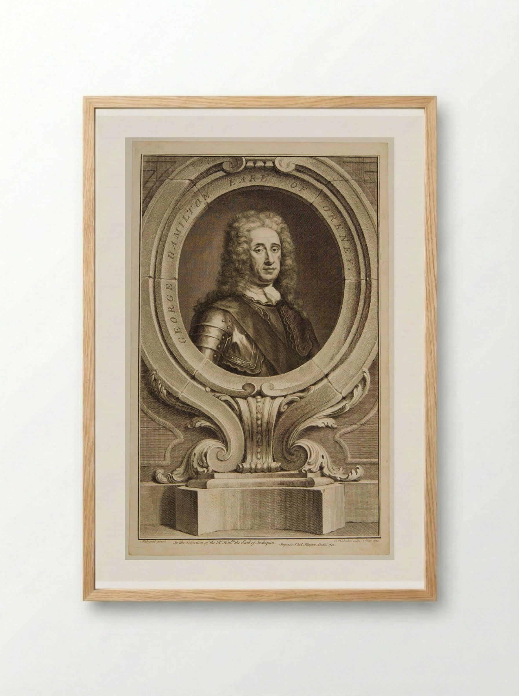 George Hamilton, 1st Earl of Orkney - Jacobus Houbraken - Framed Print Wood