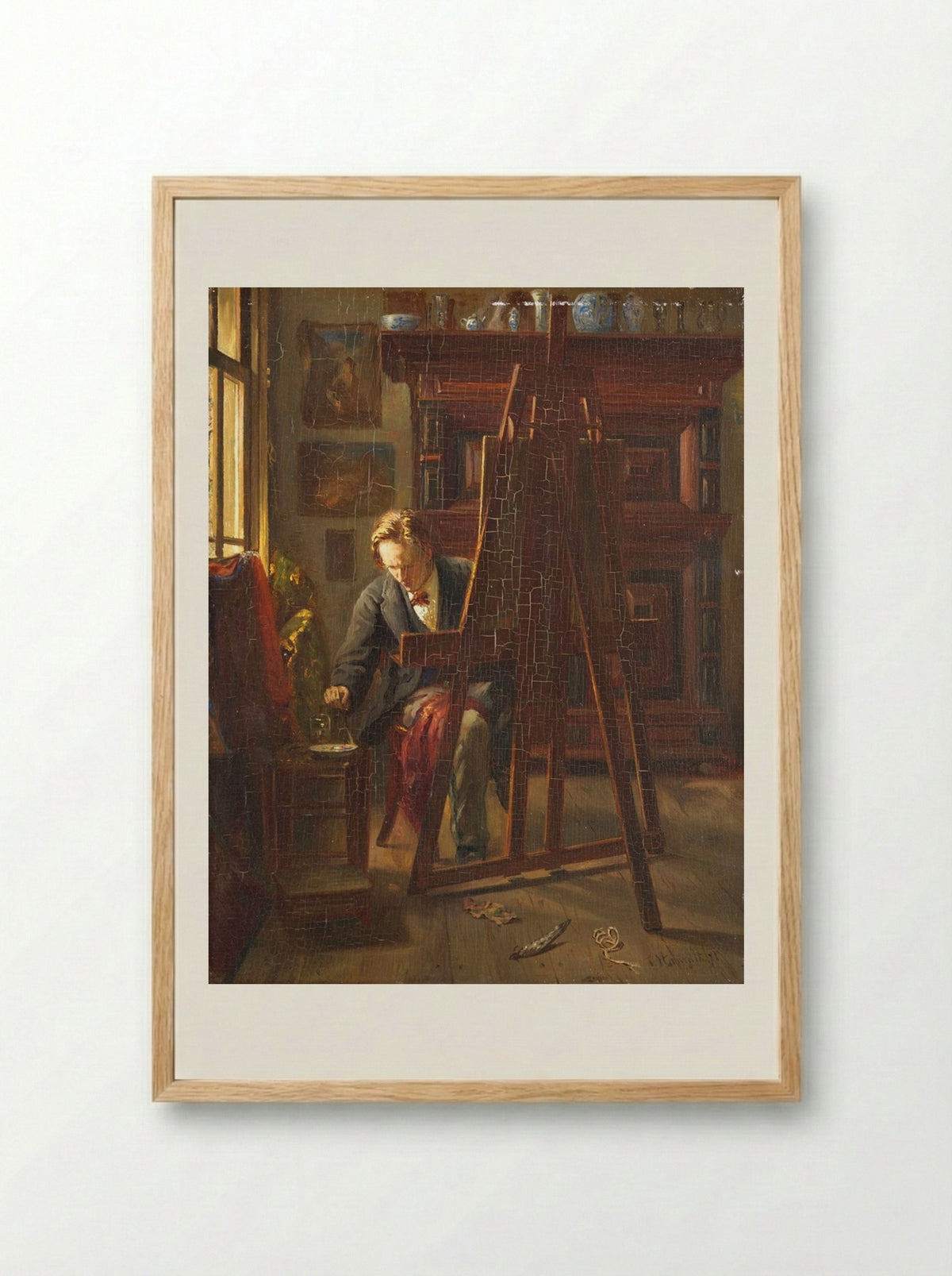 George Jan Hendrik Poggenbeek in his Studio - Theo Hanrath - Framed Print Wood