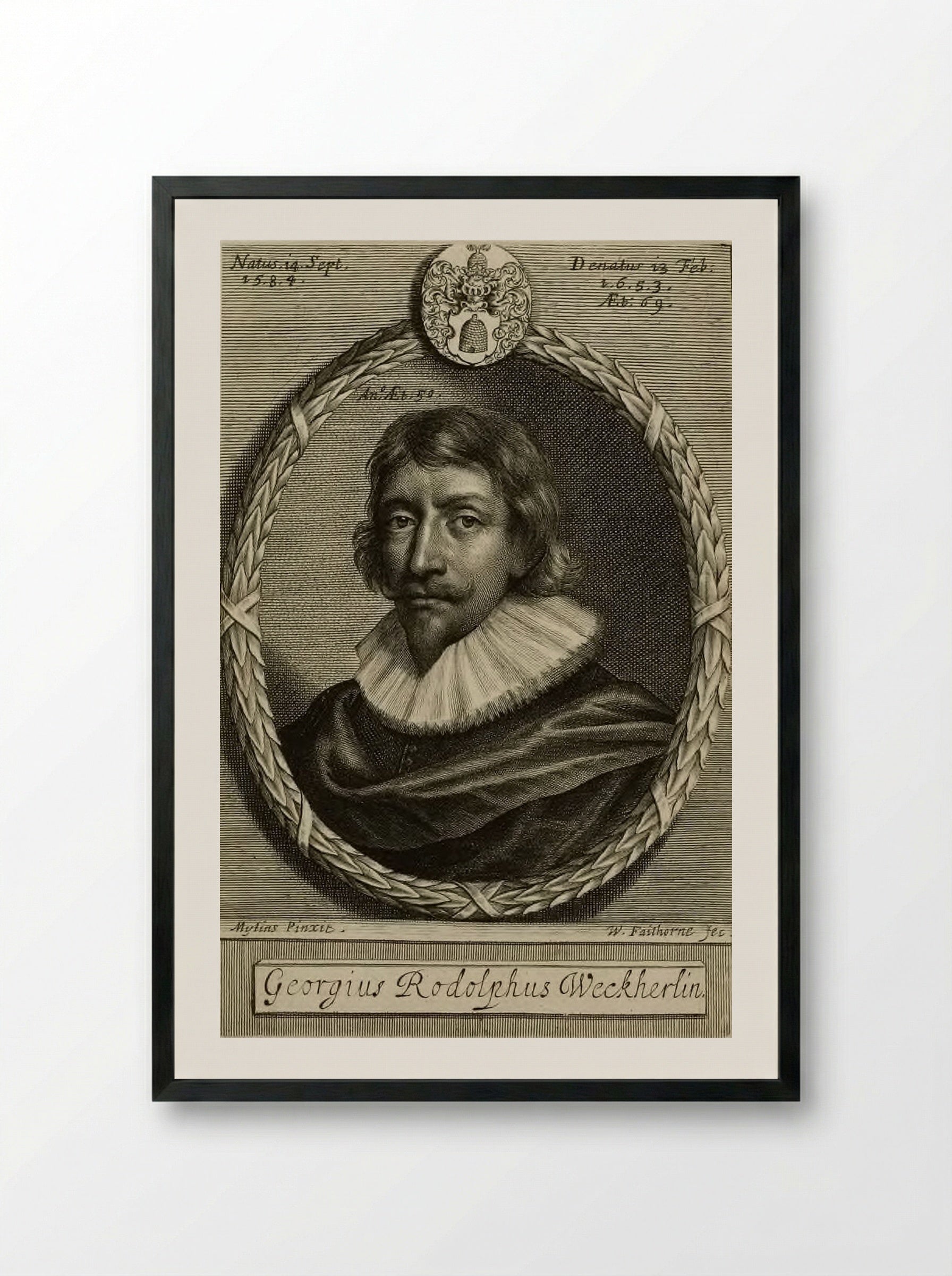 George Rudolph Weckherlin - William Faithorne the Elder - Framed Print Black