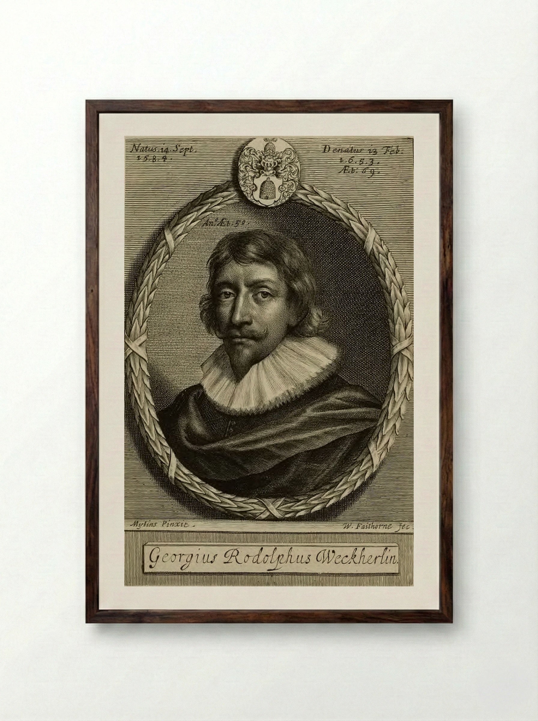 George Rudolph Weckherlin - William Faithorne the Elder - Framed Print Dark Wood
