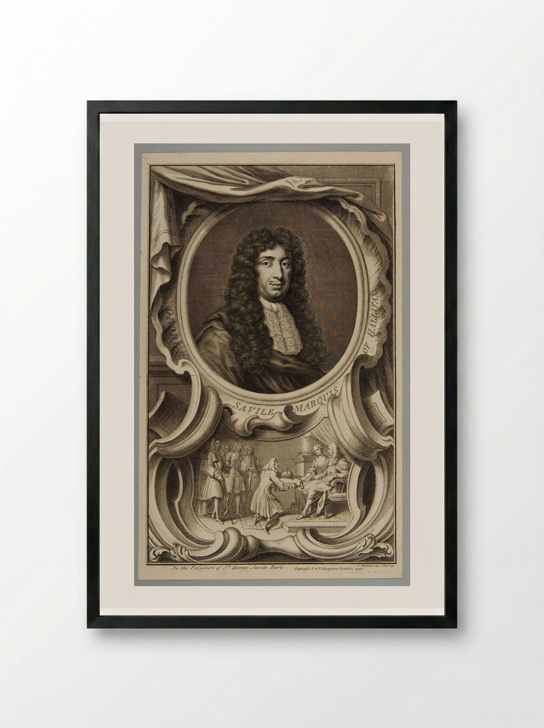 George Savile, 1st Marquess of Halifax - Jacobus Houbraken - Framed Print Black