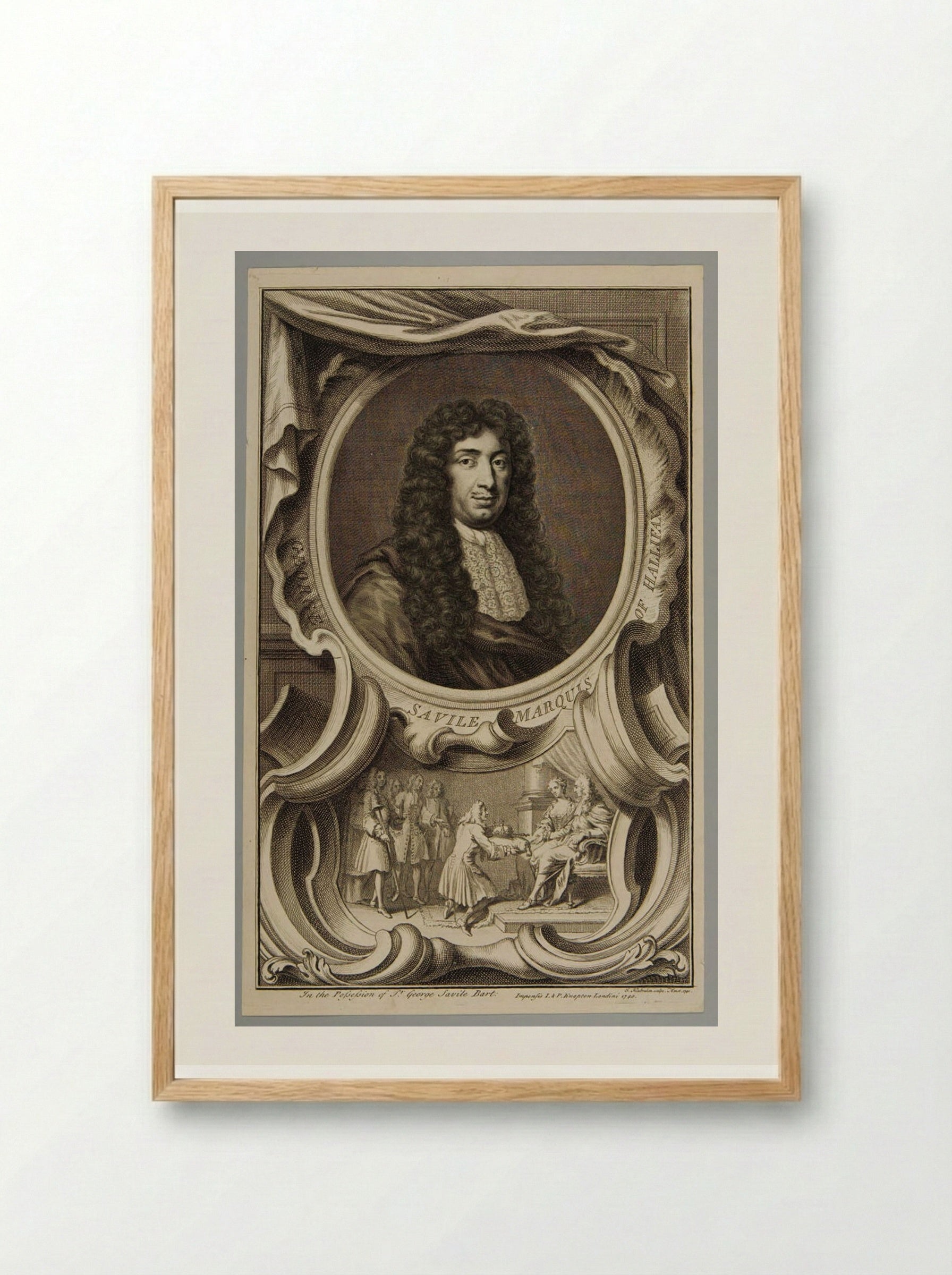 George Savile, 1st Marquess of Halifax - Jacobus Houbraken - Framed Print Wood