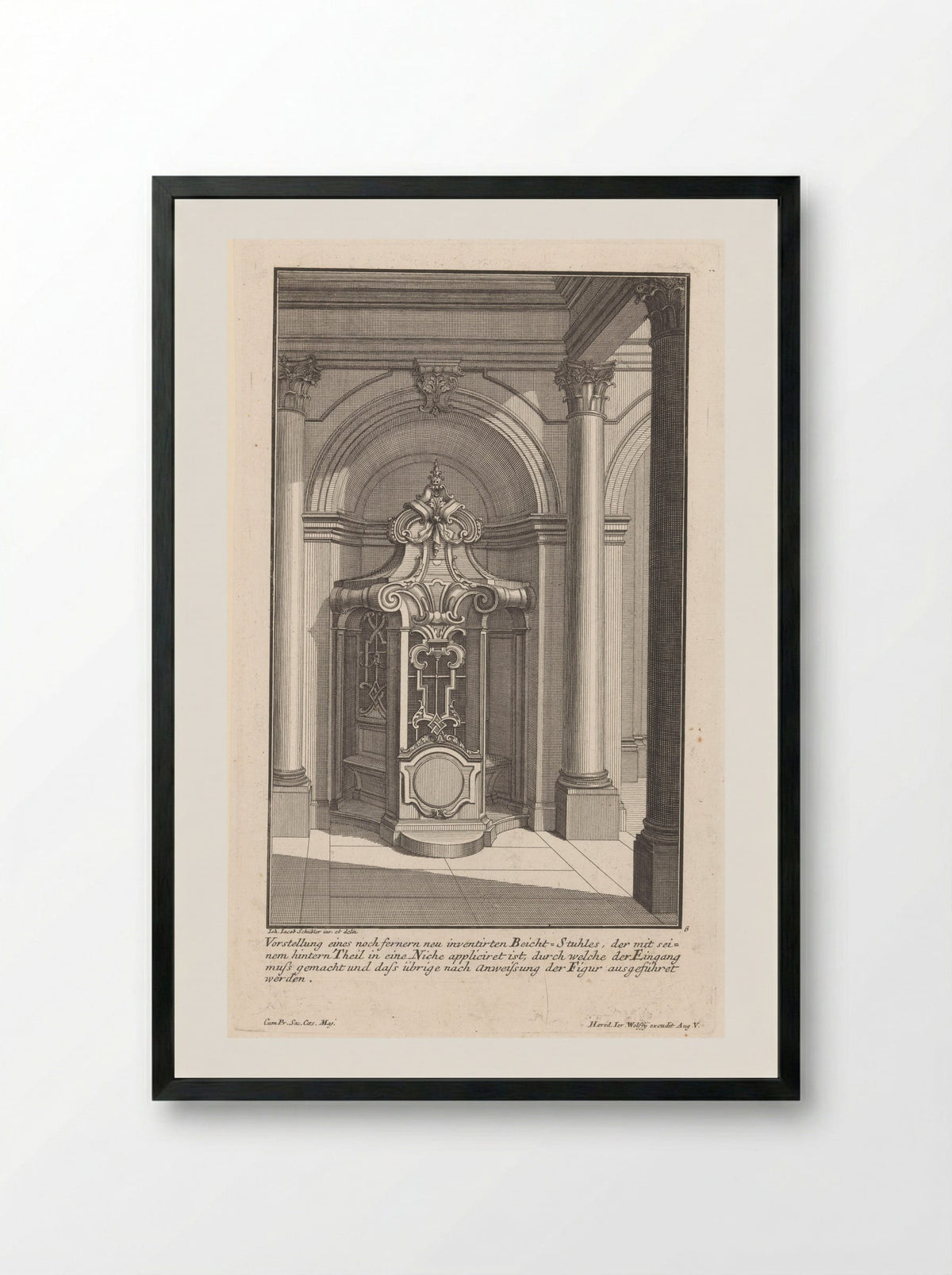 Geornamenteerde biechtstoel - Georg Lichtensteger - Framed Print Black