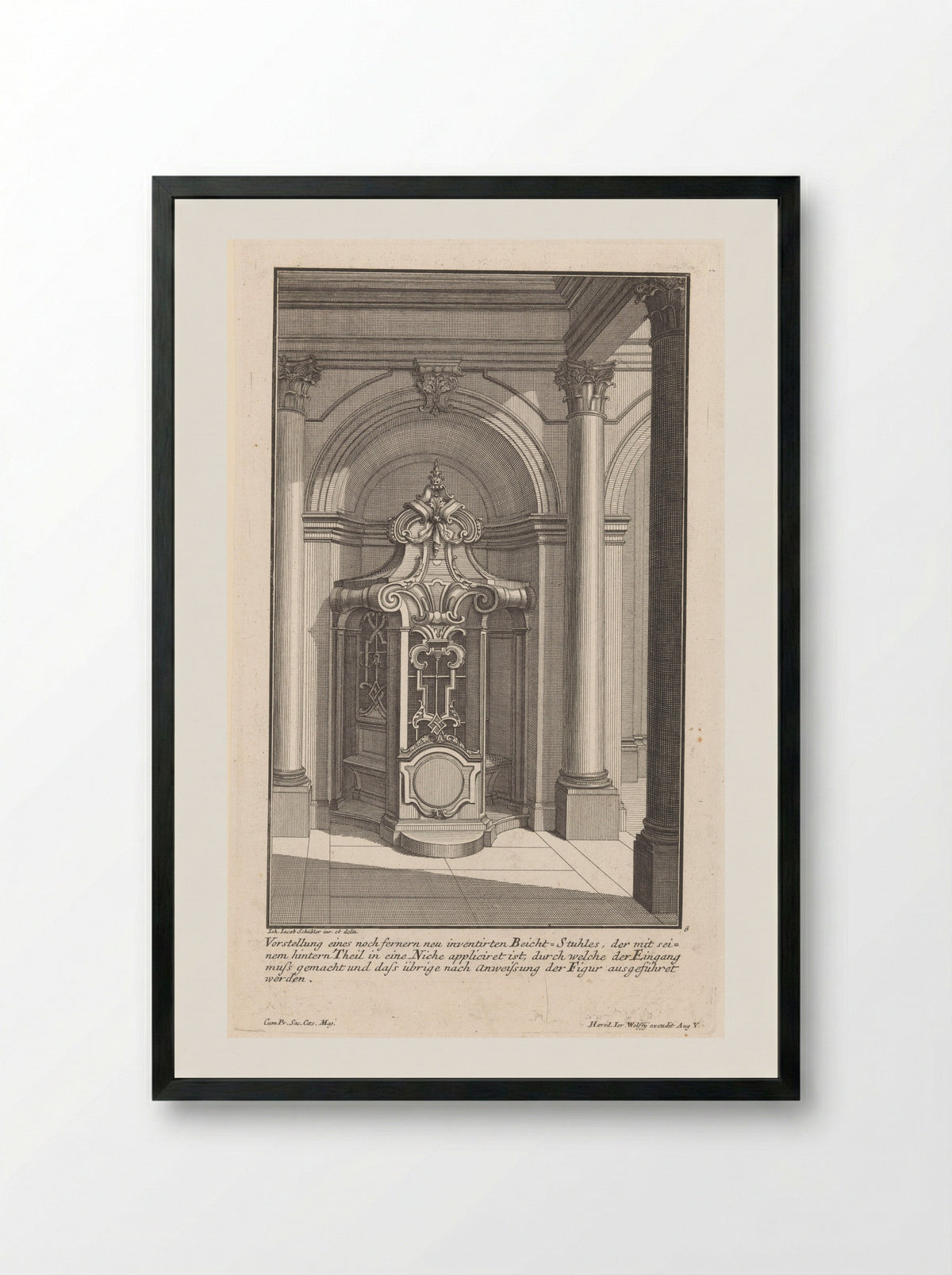 Geornamenteerde biechtstoel - Georg Lichtensteger - Framed Print Black