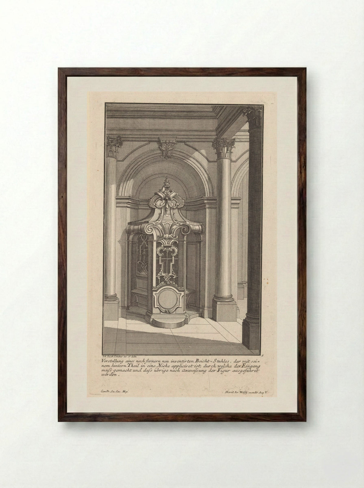 Geornamenteerde biechtstoel - Georg Lichtensteger - Framed Print Dark Wood