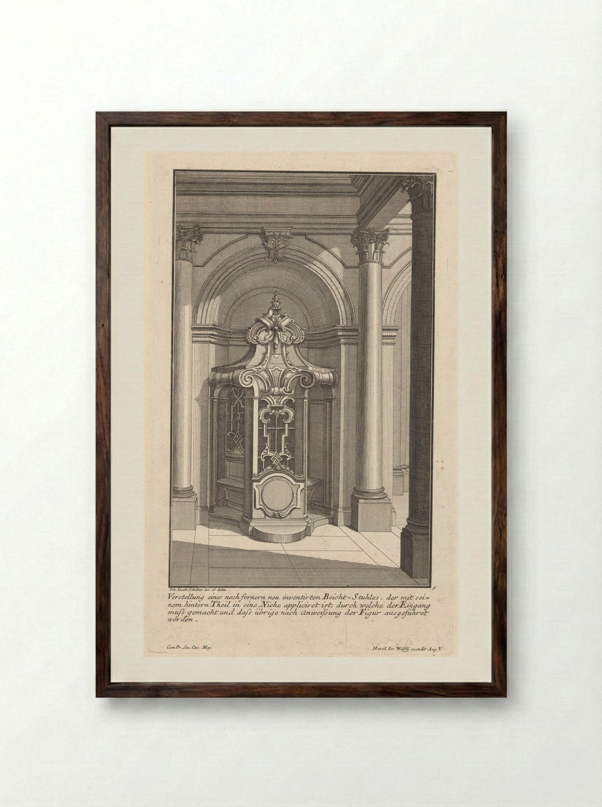 Geornamenteerde biechtstoel - Georg Lichtensteger - Framed Print Dark Wood