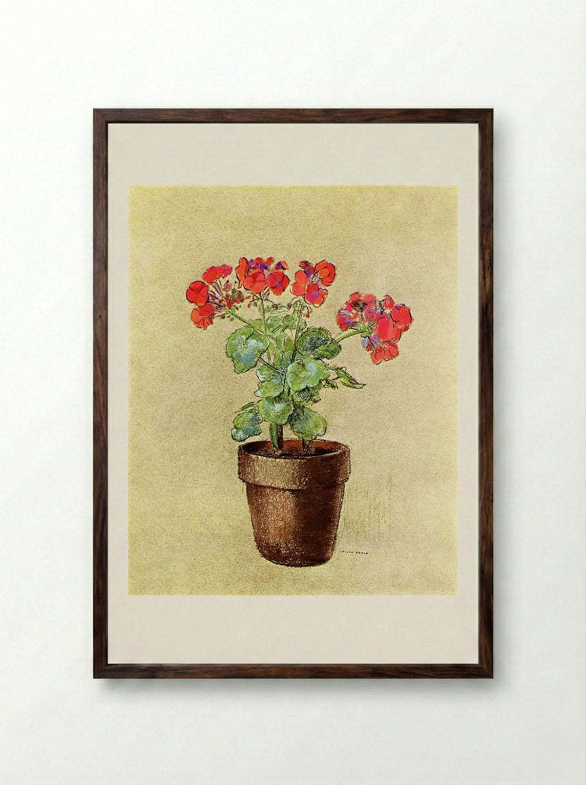 Geraniums - Odilon Redon - Framed Print Dark Wood