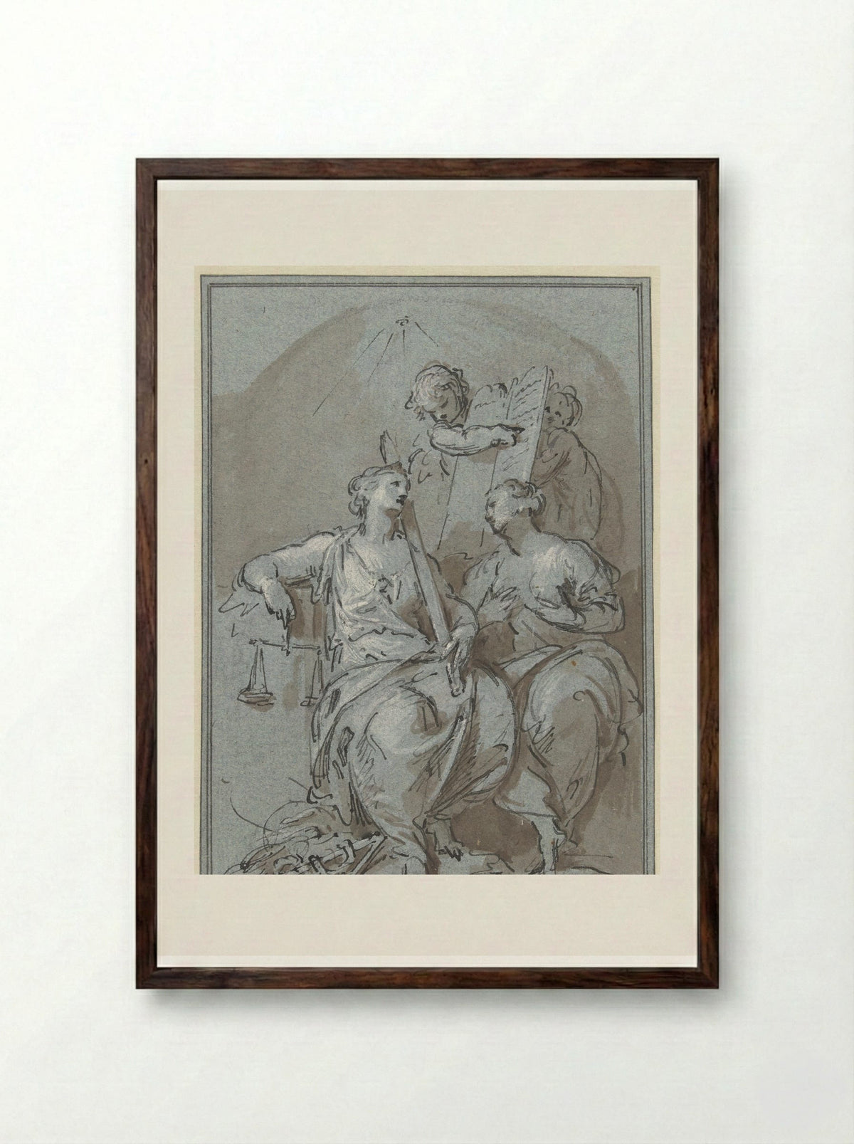 Gerechtigheid en Goedertierendheid - Jacob de Wit - Framed Print Dark Wood