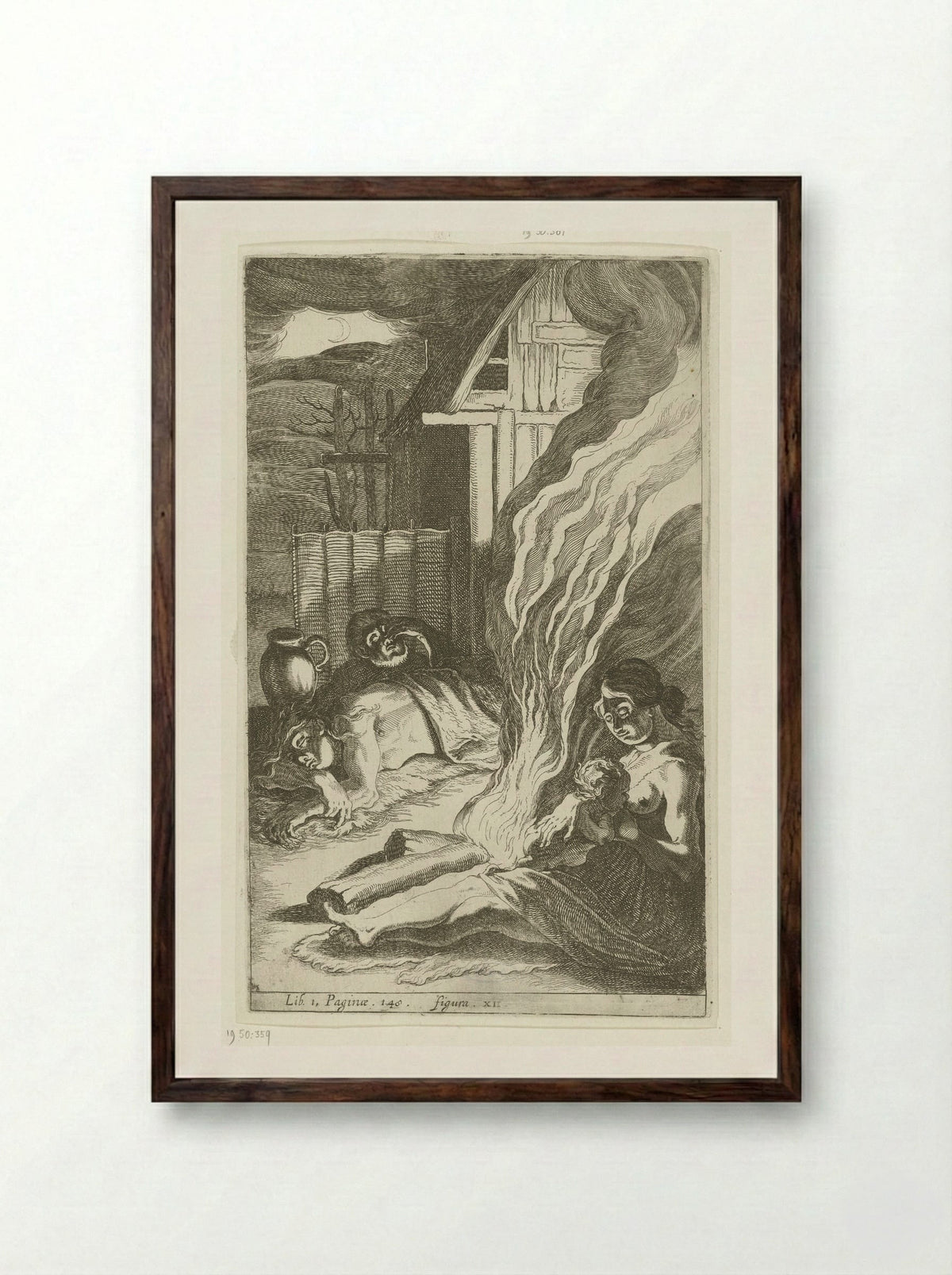 Germaans nachttafereel - Simon Frisius - Framed Print Dark Wood