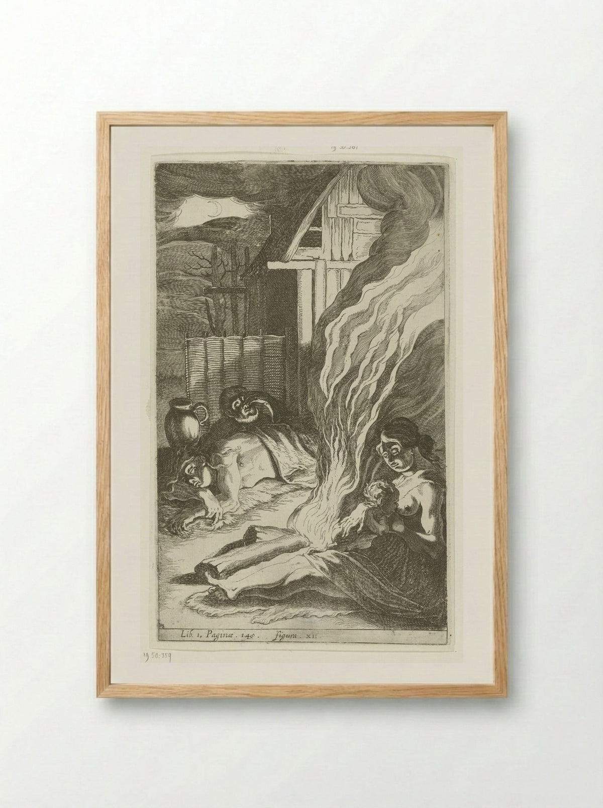 Germaans nachttafereel - Simon Frisius - Framed Print Wood