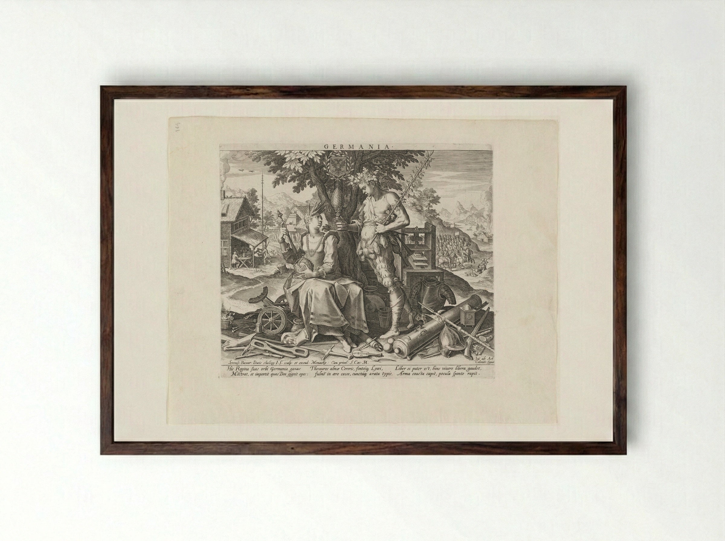 Germania - Johann Sadeler I - Framed Print Dark Wood