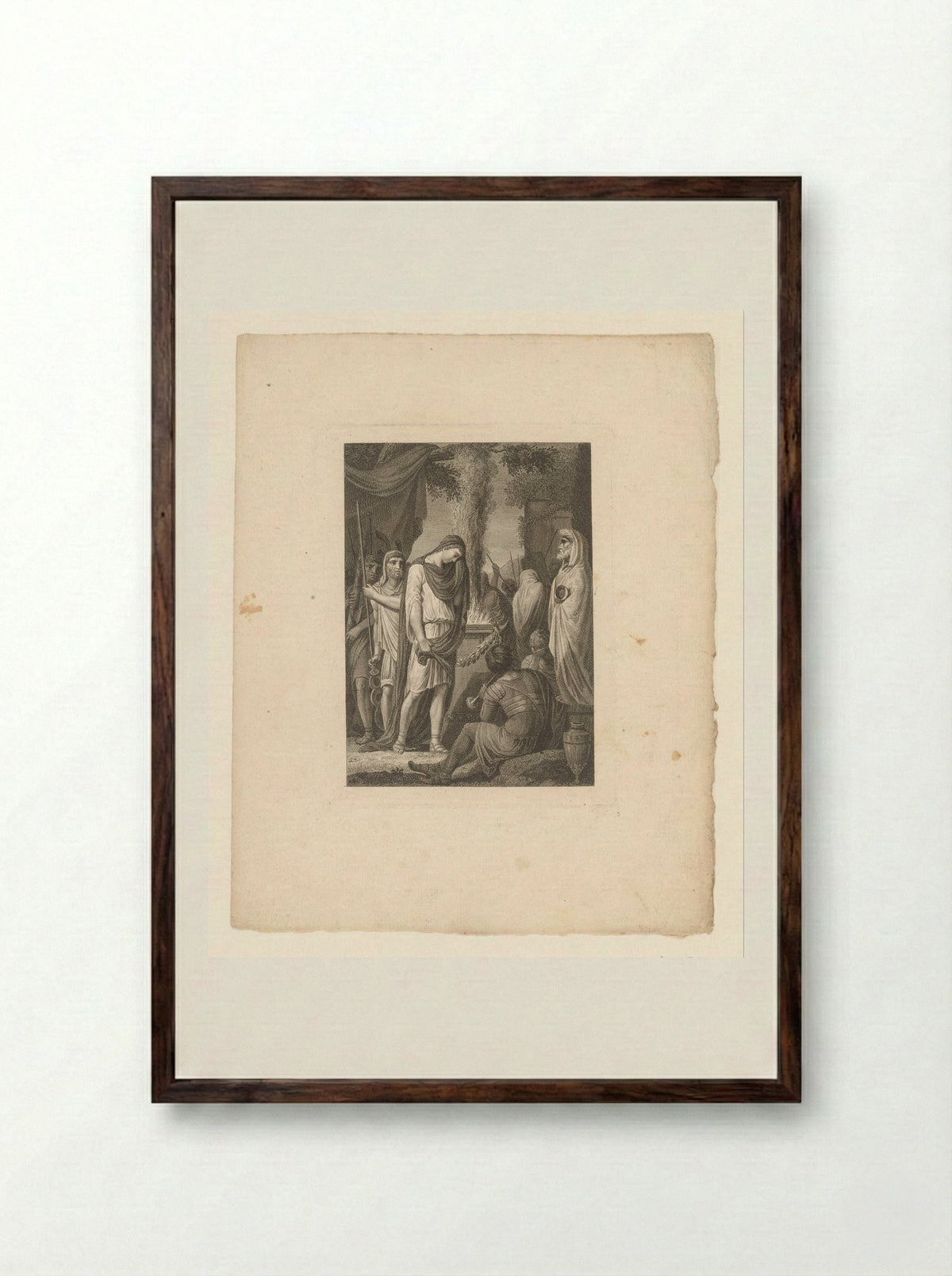 Germanicus at a Burning Sacrifice - Tommaso Piroli - Framed Print Dark Wood