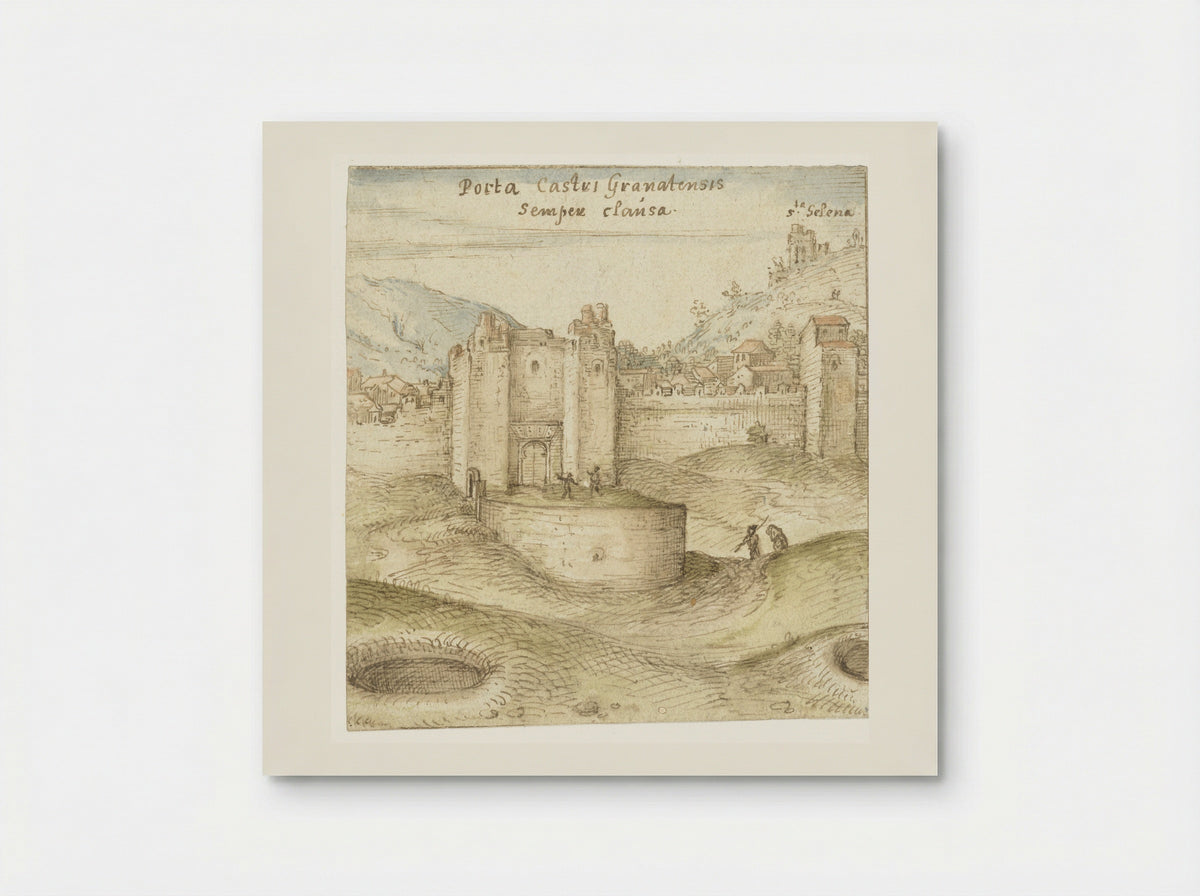 Gesloten poort tot het kasteel (Alhambra) te Granada - Joris Hoefnagel - Poster