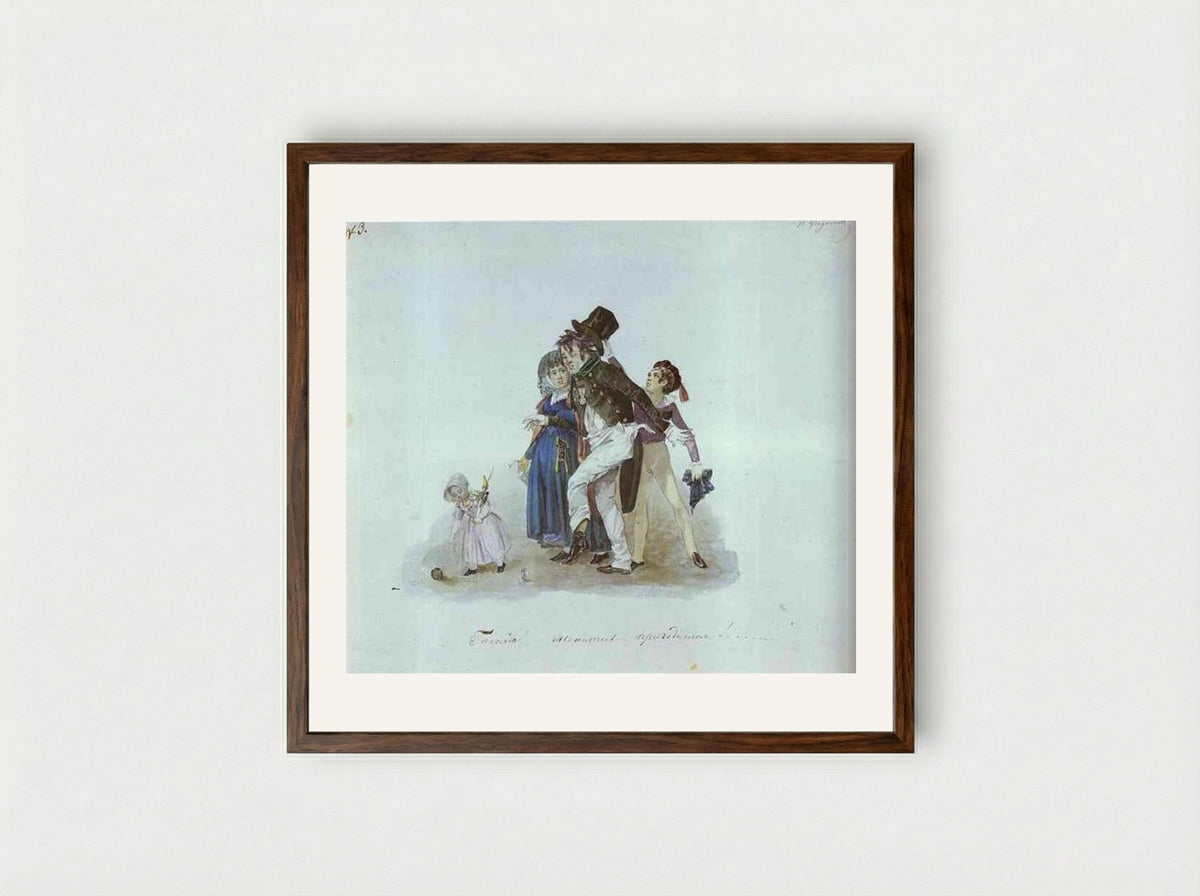 Get Married, Gentlemen That Would Come in Very Handy - Pavel Fedotov - Framed Print Dark Wood
