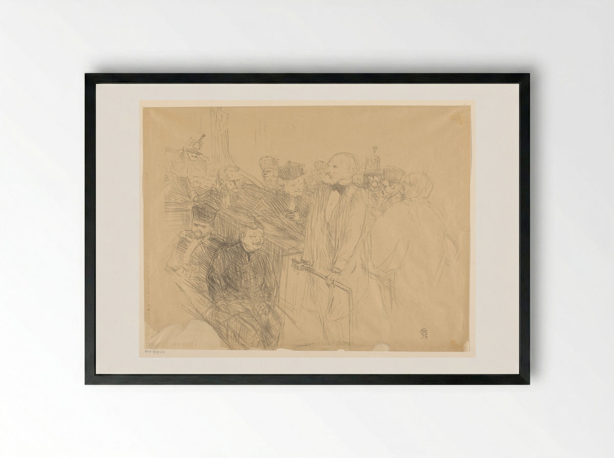 Getuigenis van Alexandre Ribot in de rechtbank tijdens het proces van Arton - Henri de Toulouse-Lautrec - Framed Print Black