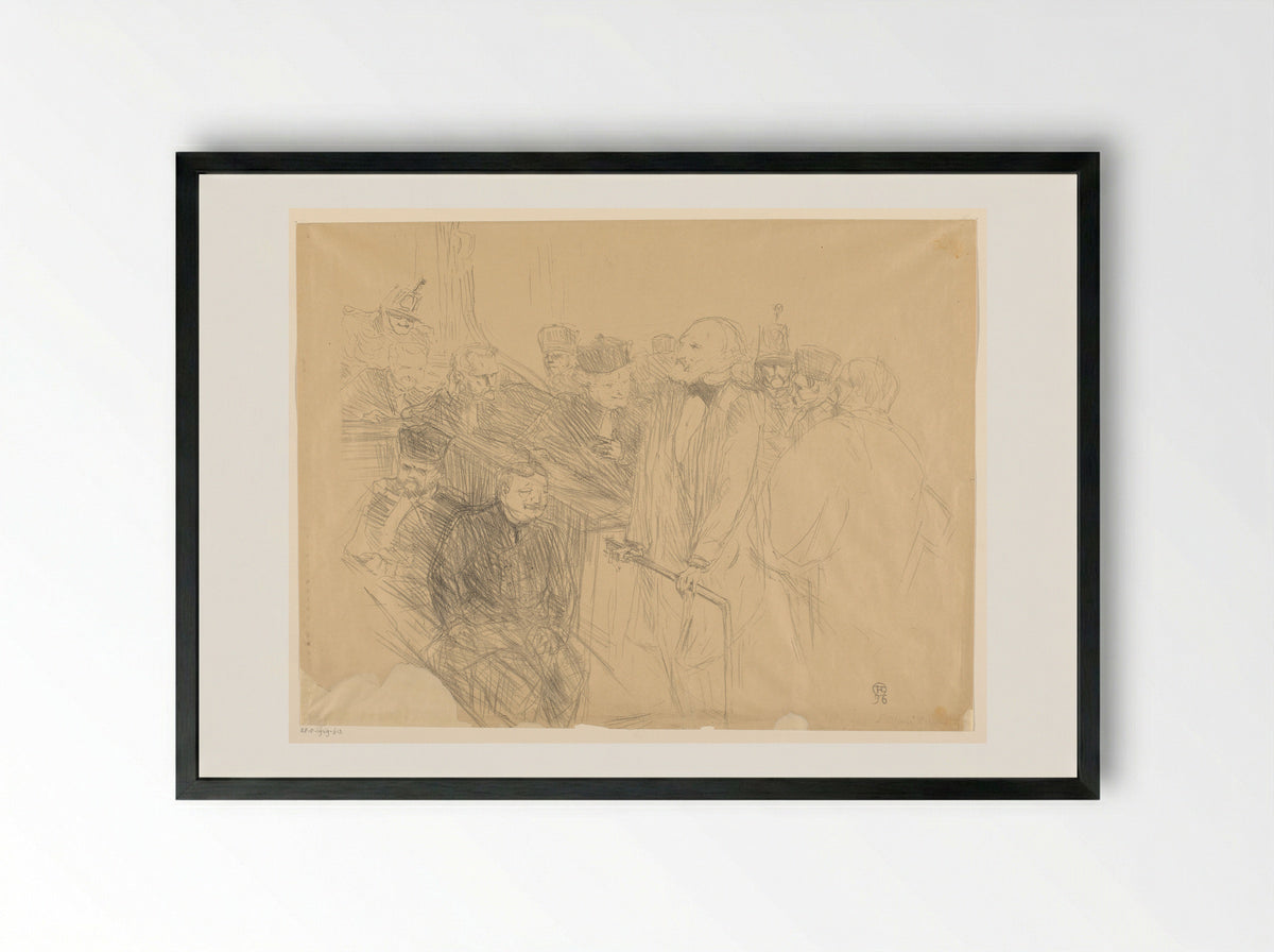 Getuigenis van Alexandre Ribot in de rechtbank tijdens het proces van Arton - Henri de Toulouse-Lautrec - Framed Print Black